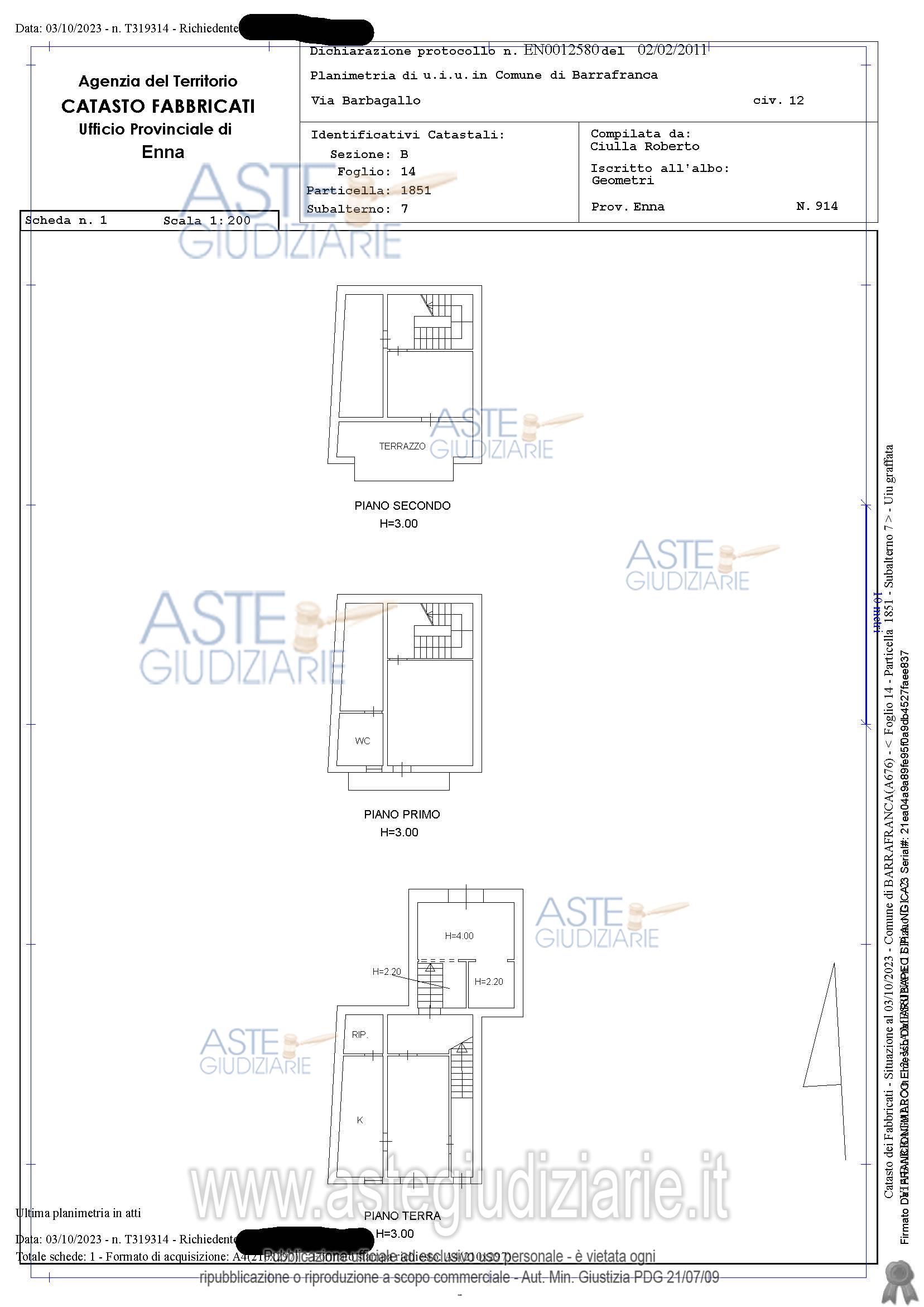 Planimetria del bene