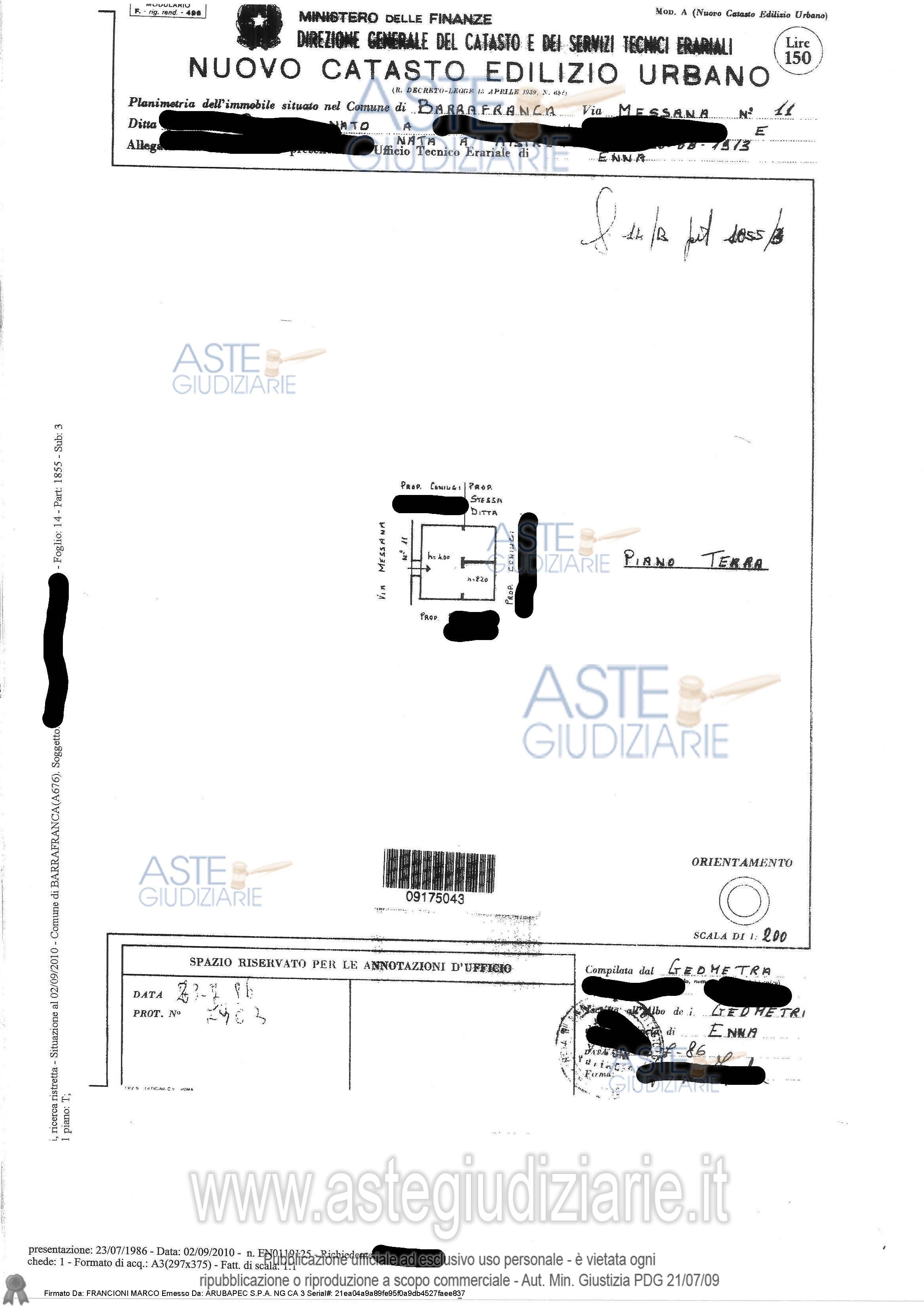 Planimetria del bene