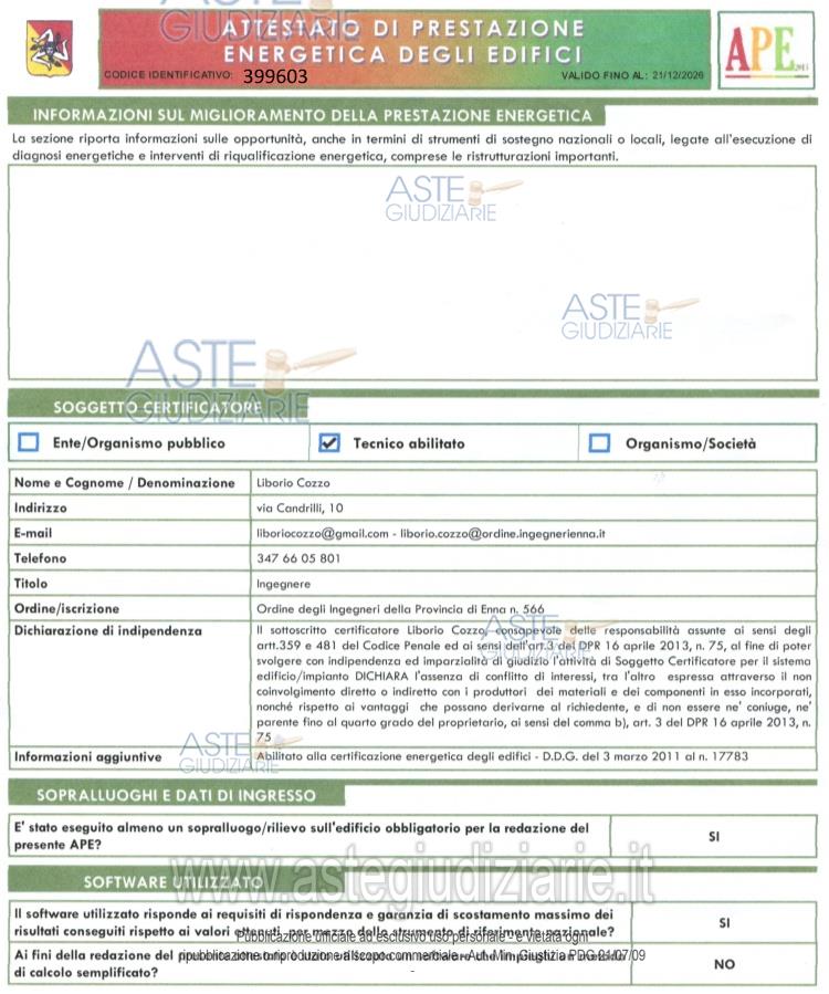 Planimetria del bene