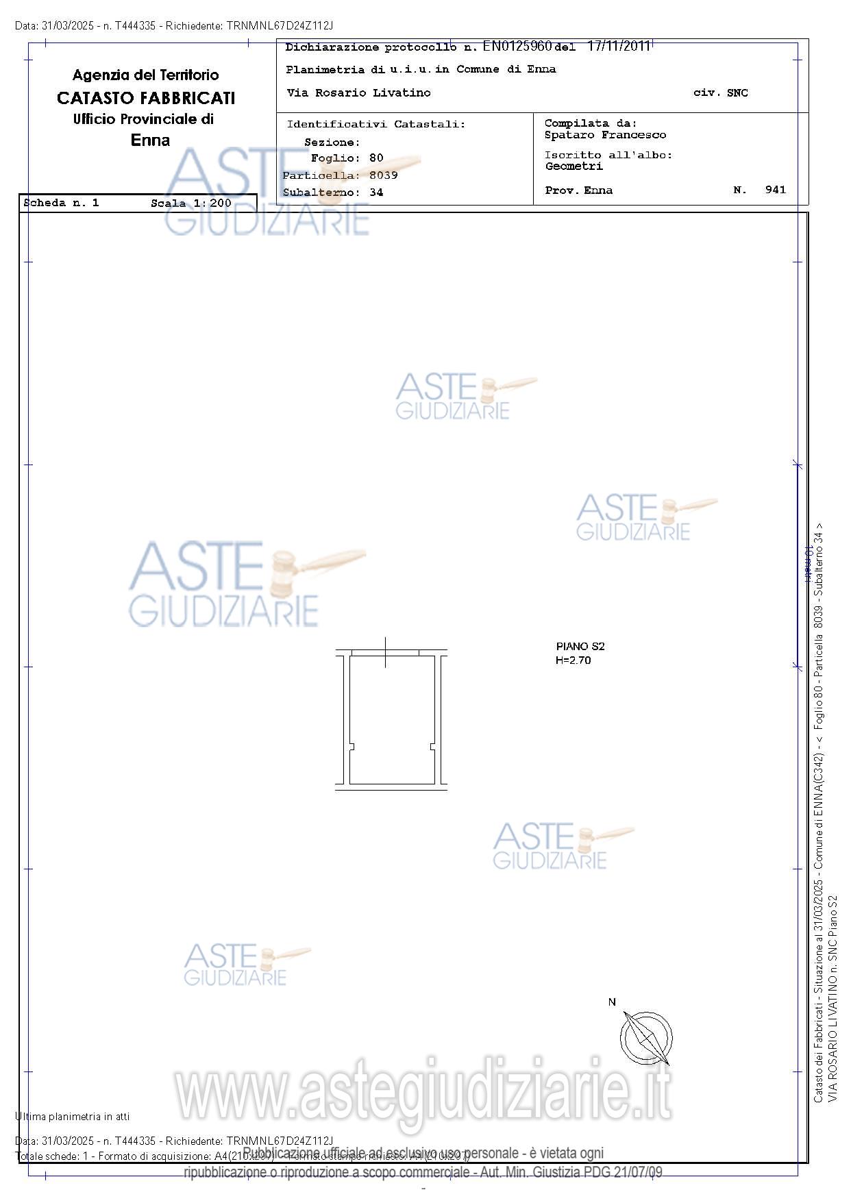 Planimetria del bene