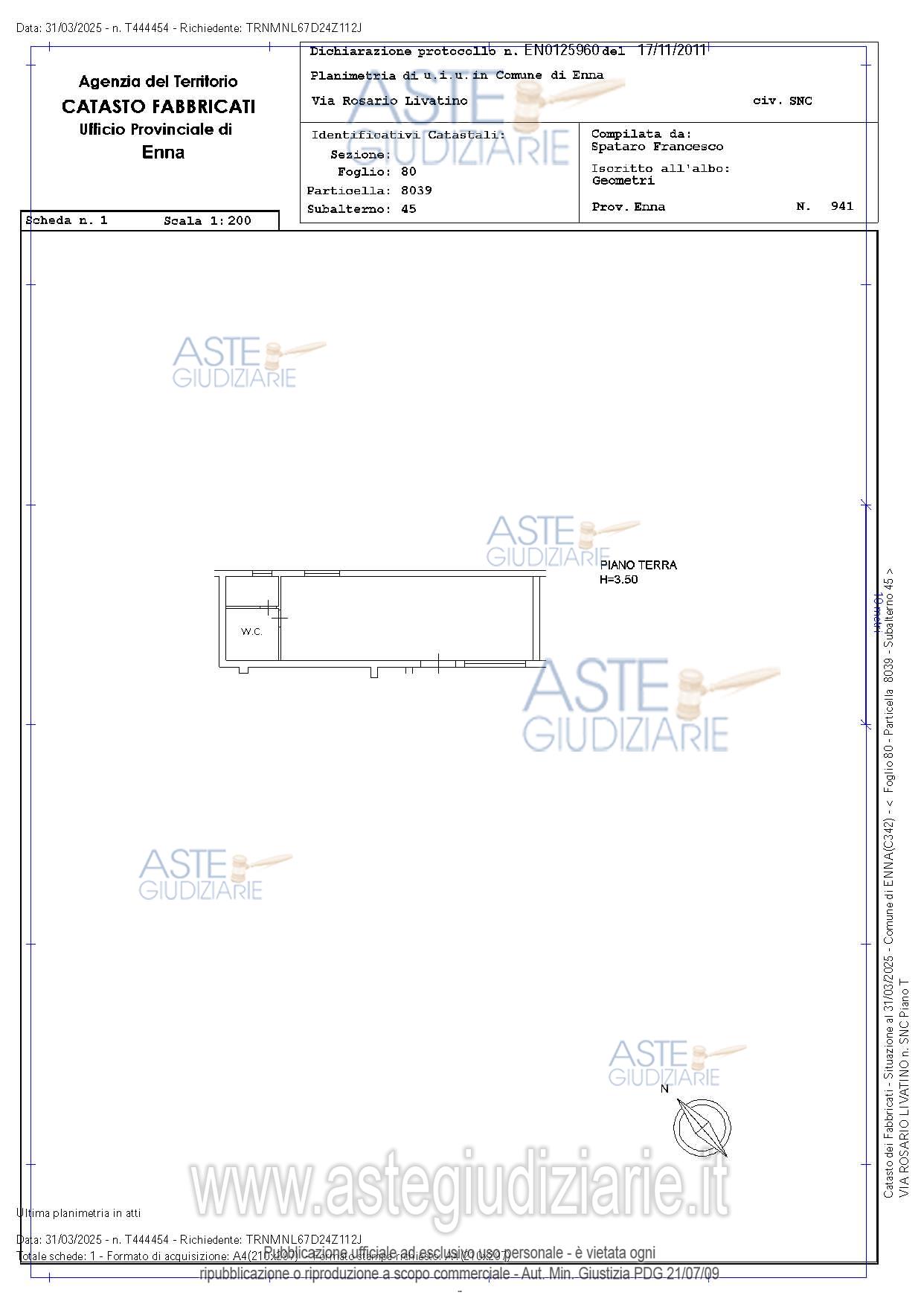 Planimetria del bene
