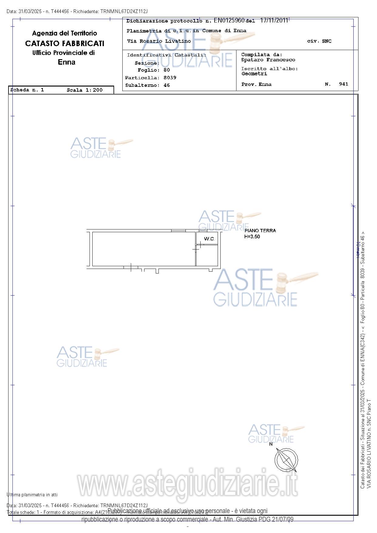 Planimetria del bene