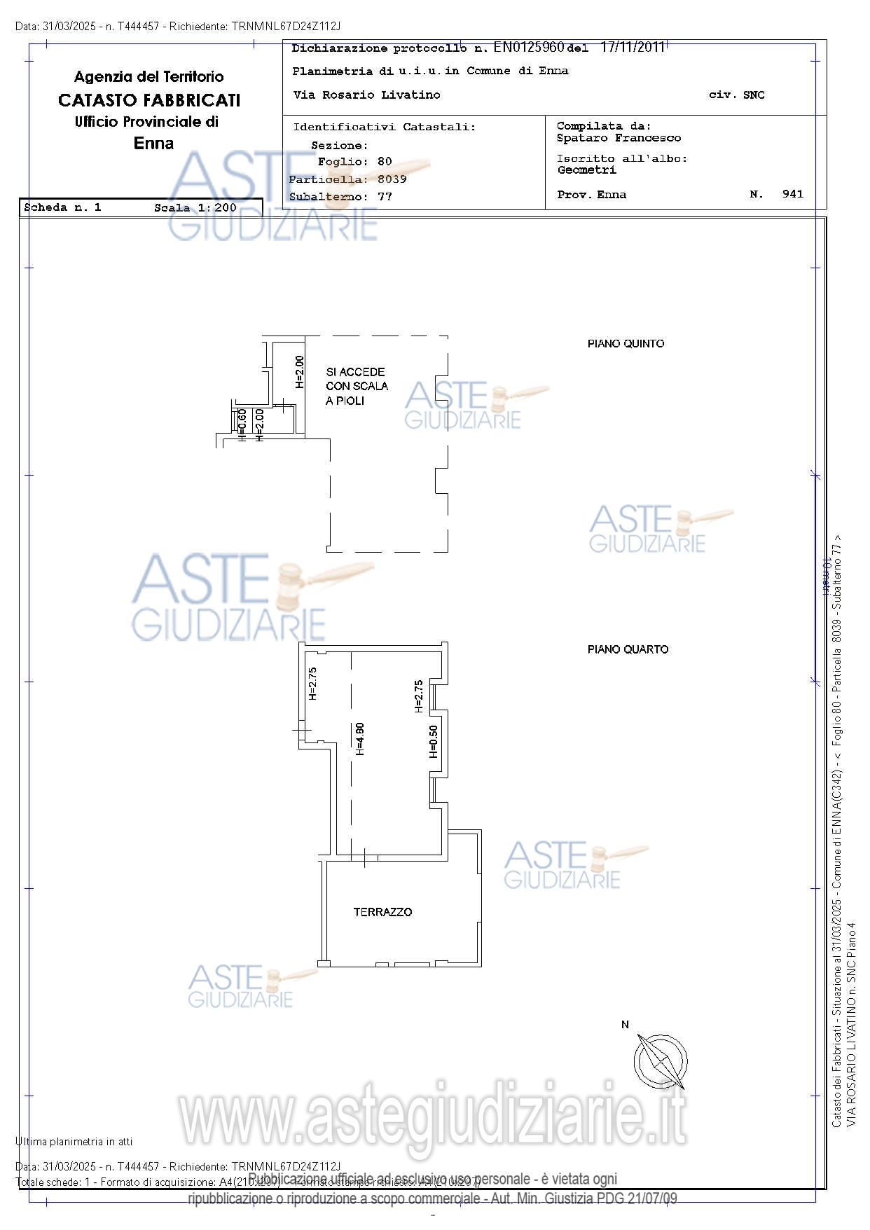 Planimetria del bene
