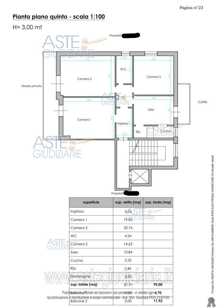 Planimetria del bene