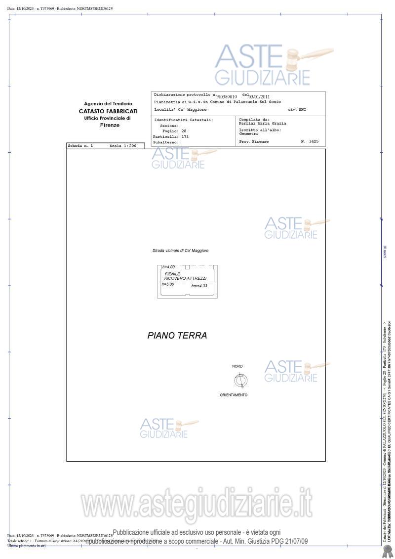 Planimetria del bene