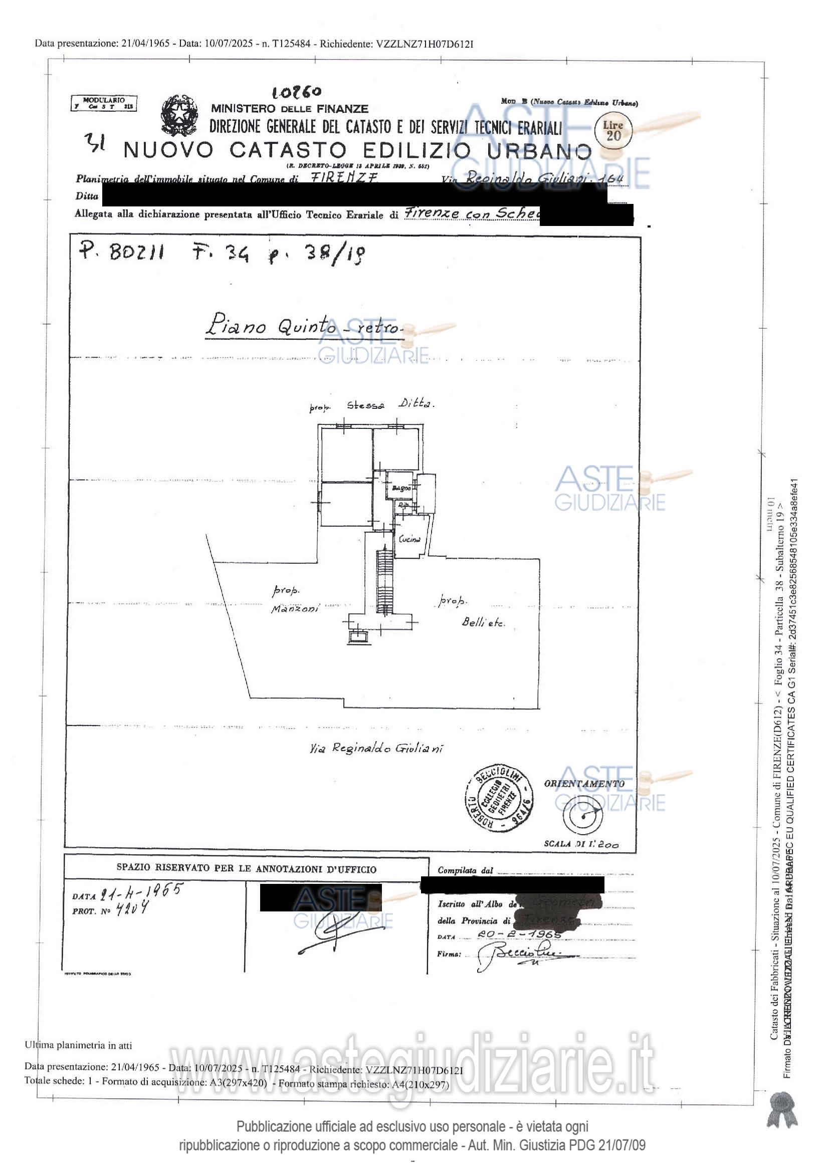 Planimetria del bene
