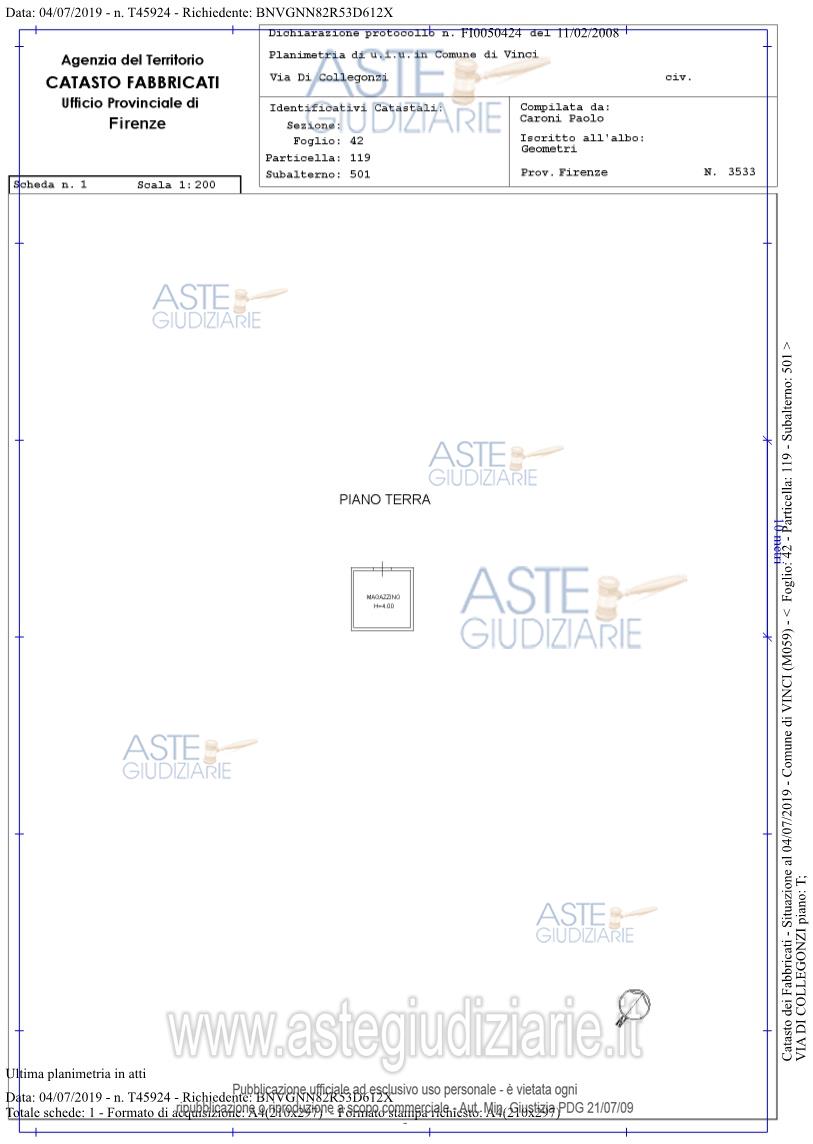 Planimetria del bene