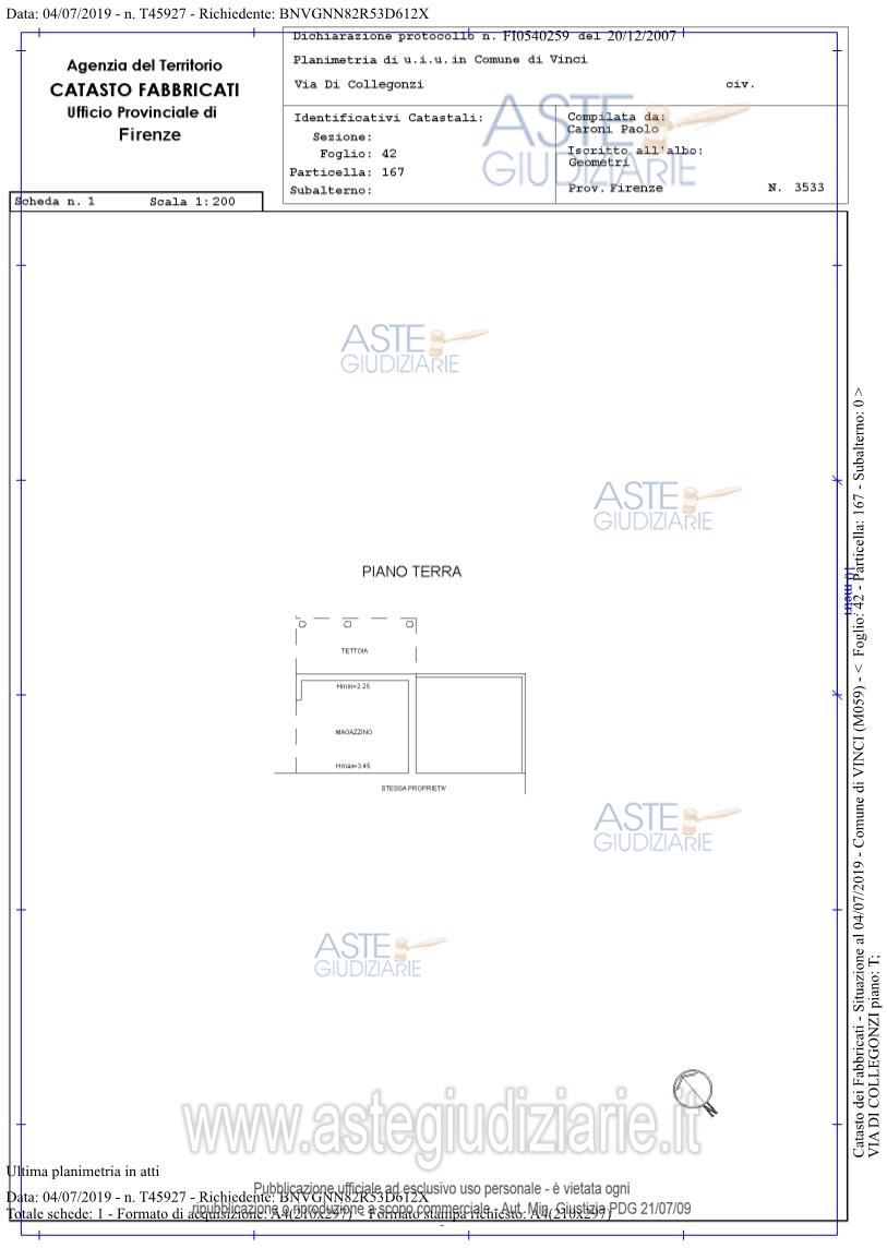 Planimetria del bene