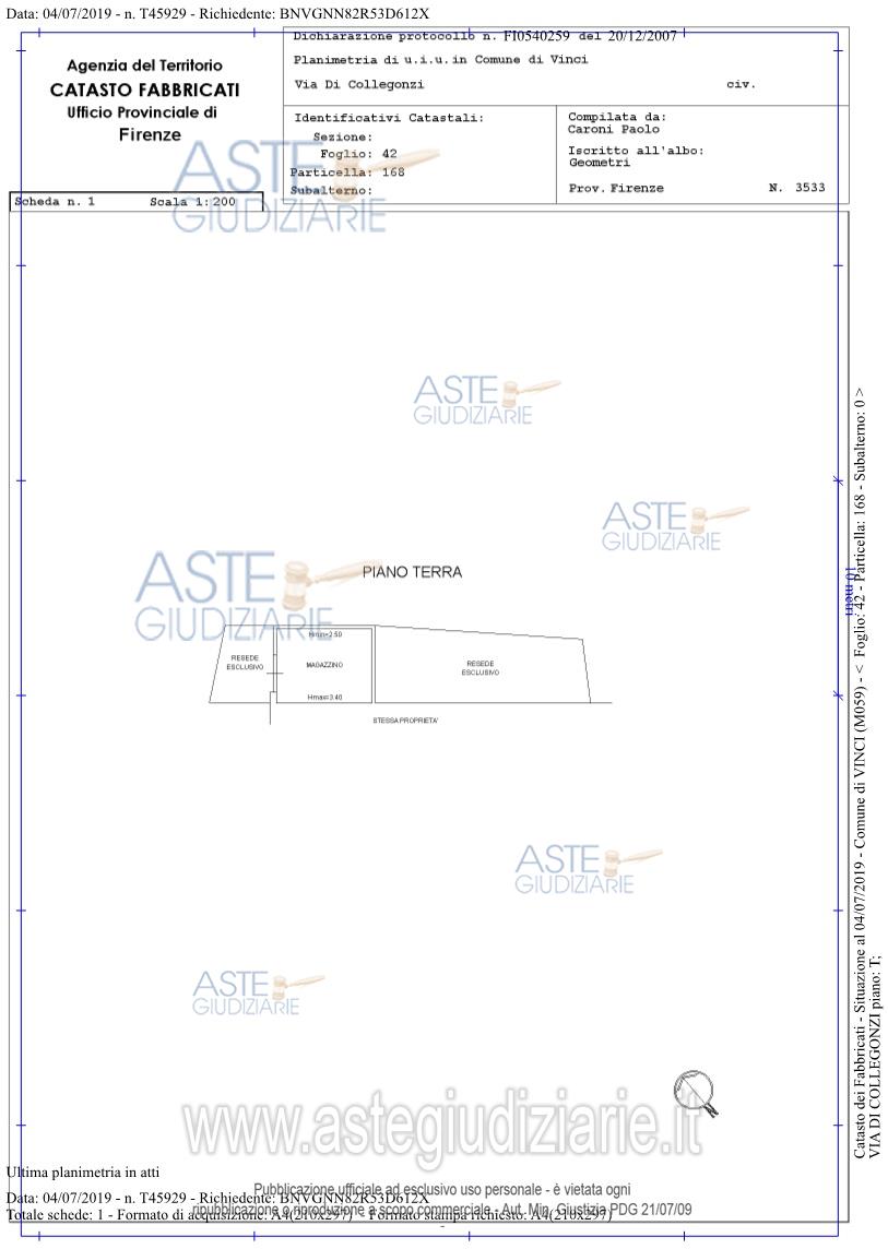 Planimetria del bene