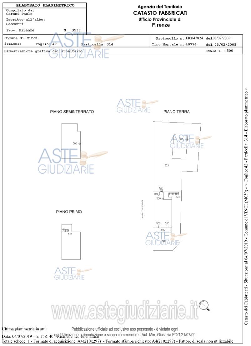 Planimetria del bene