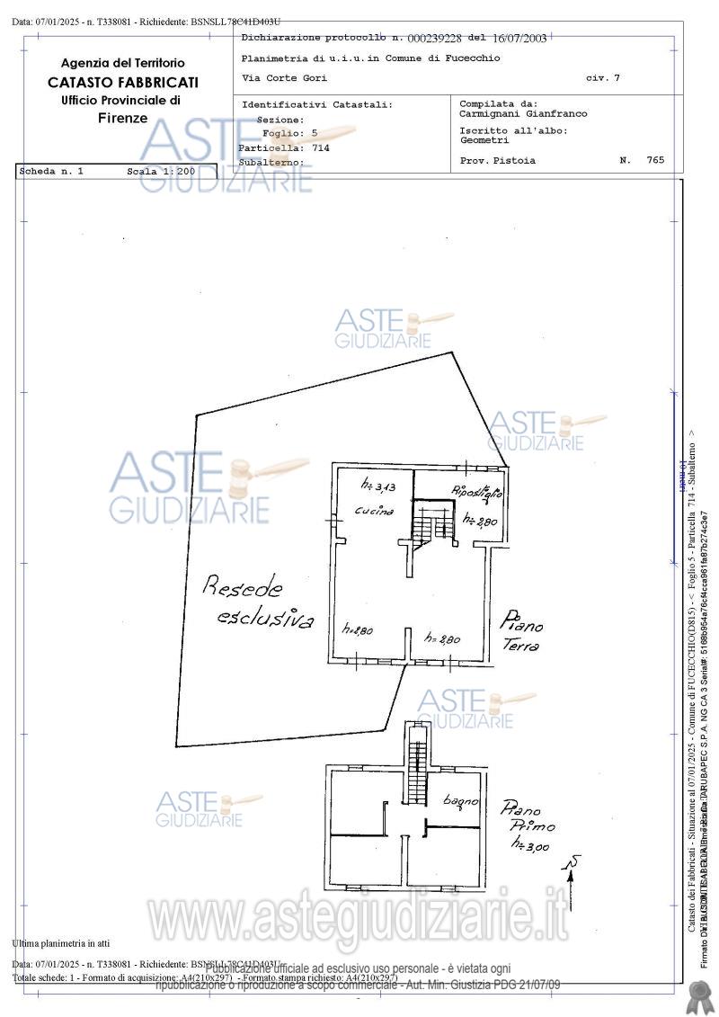 Planimetria del bene
