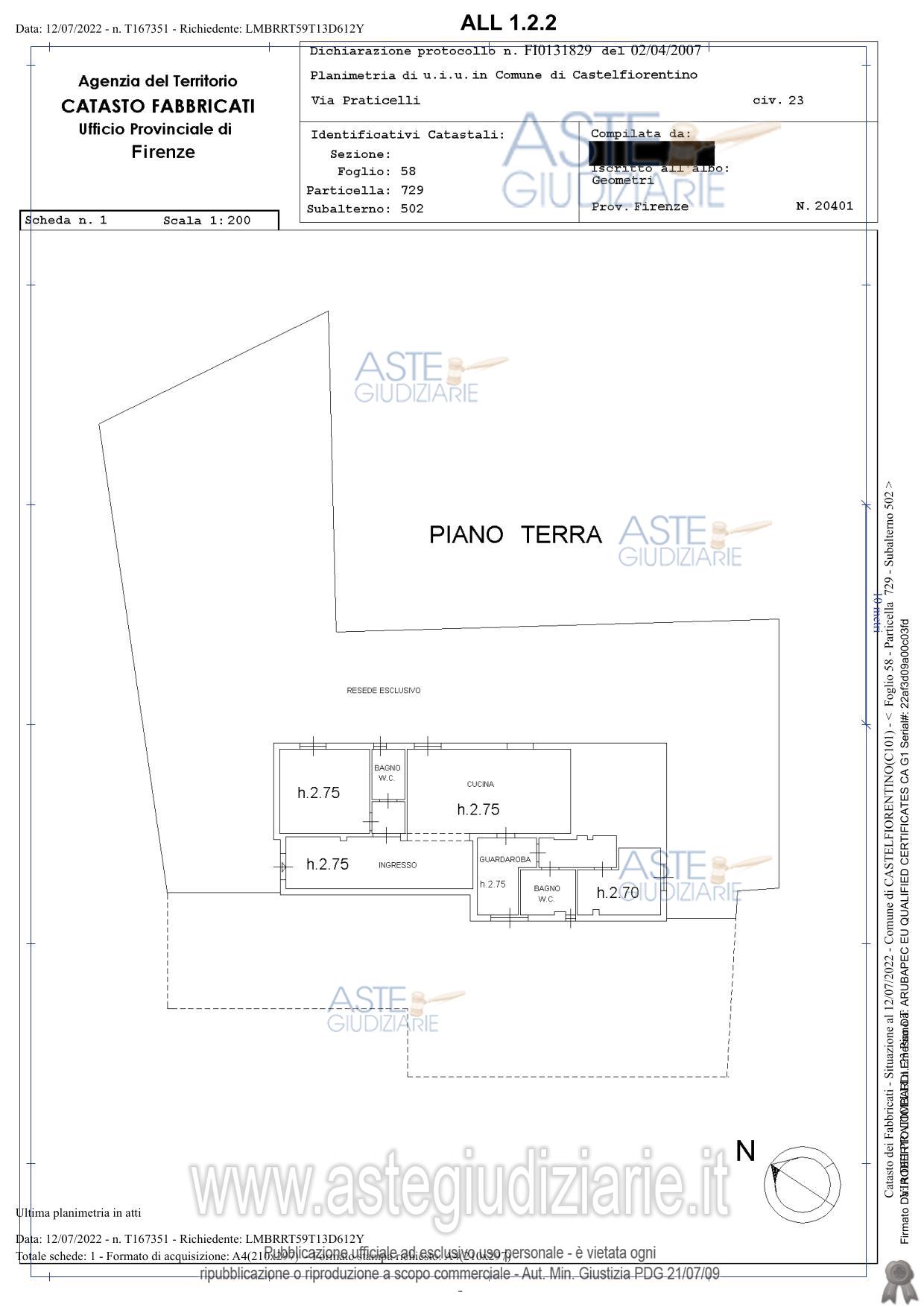 Planimetria del bene