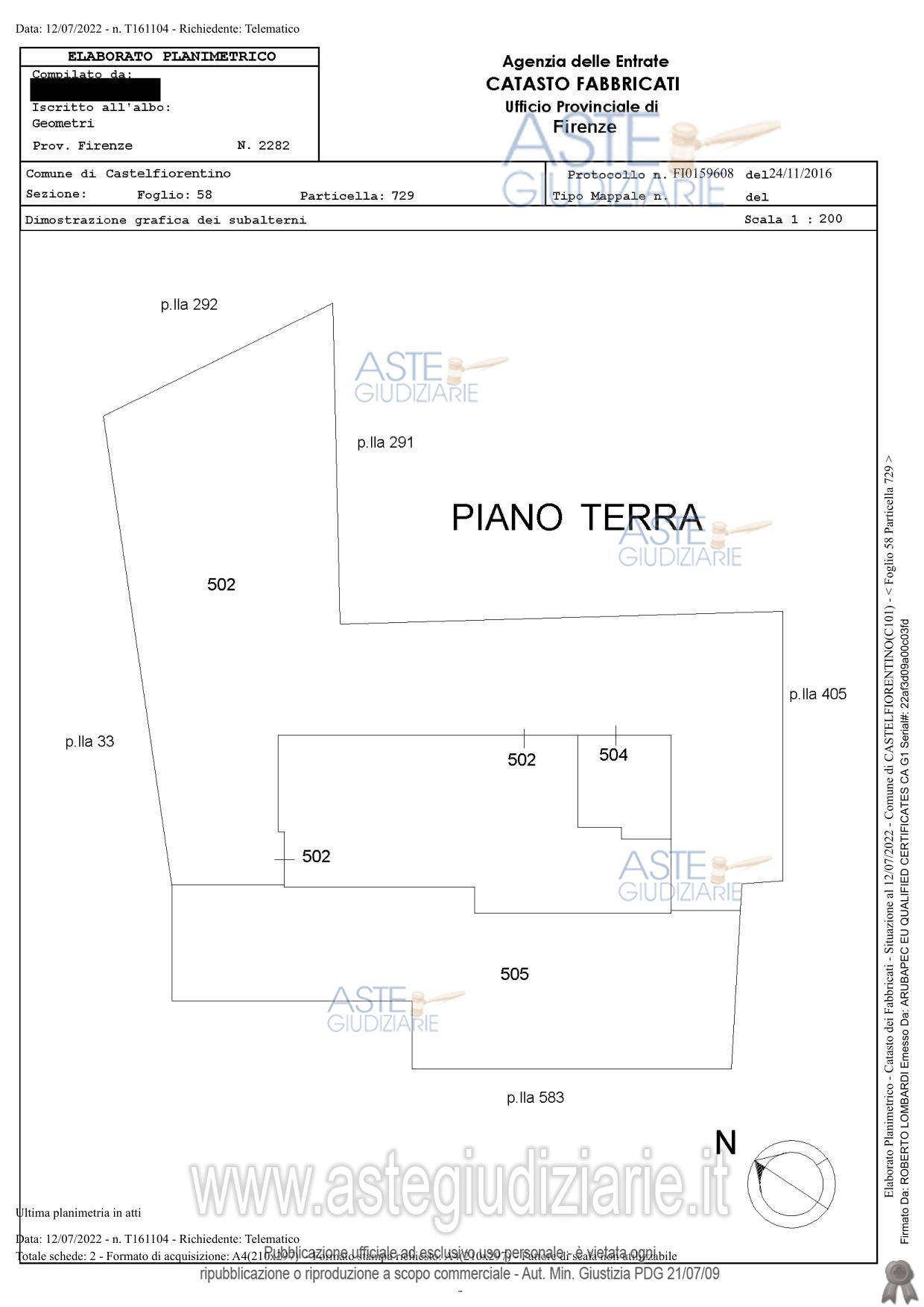 Planimetria del bene
