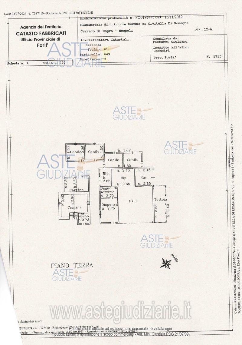 Planimetria del bene