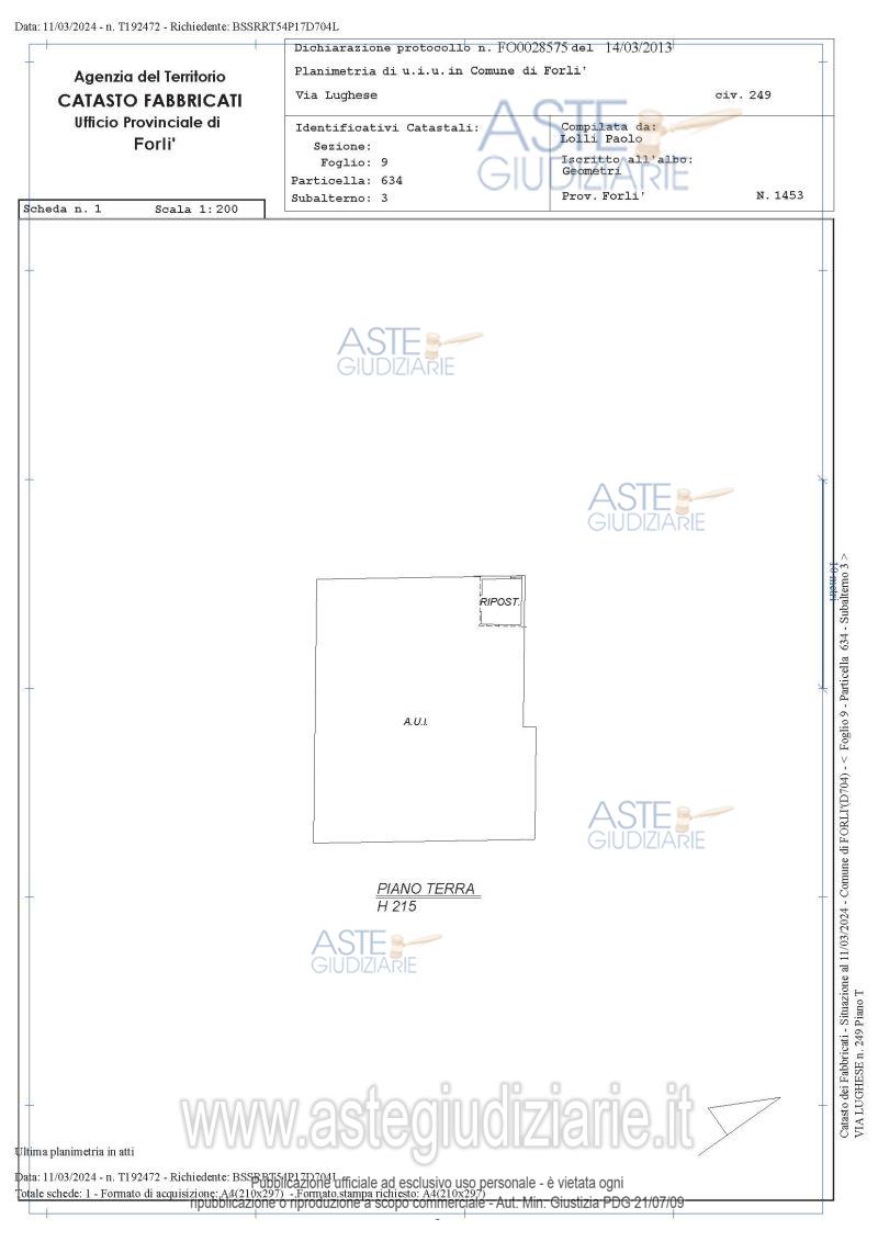 Planimetria del bene