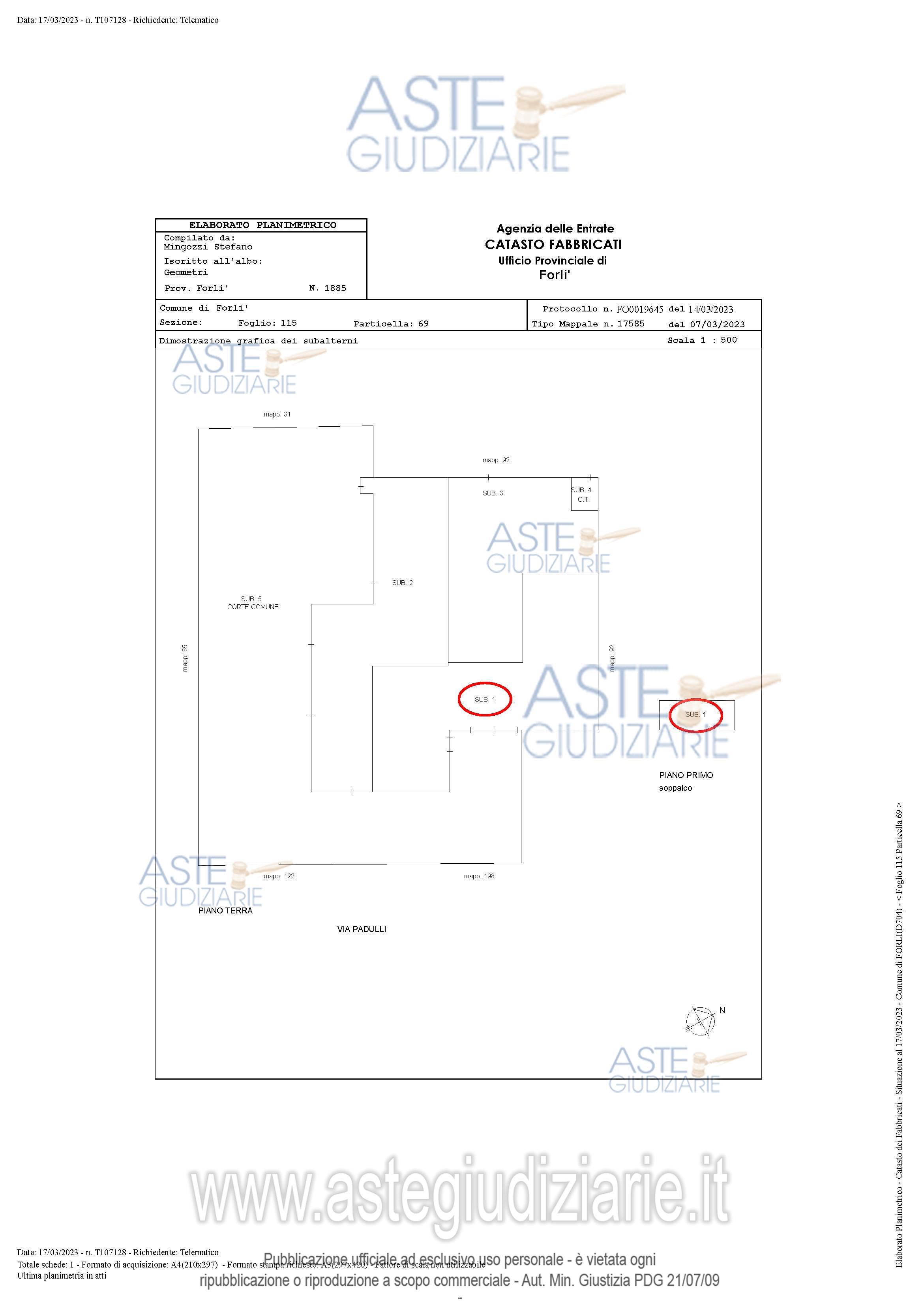 Planimetria del bene