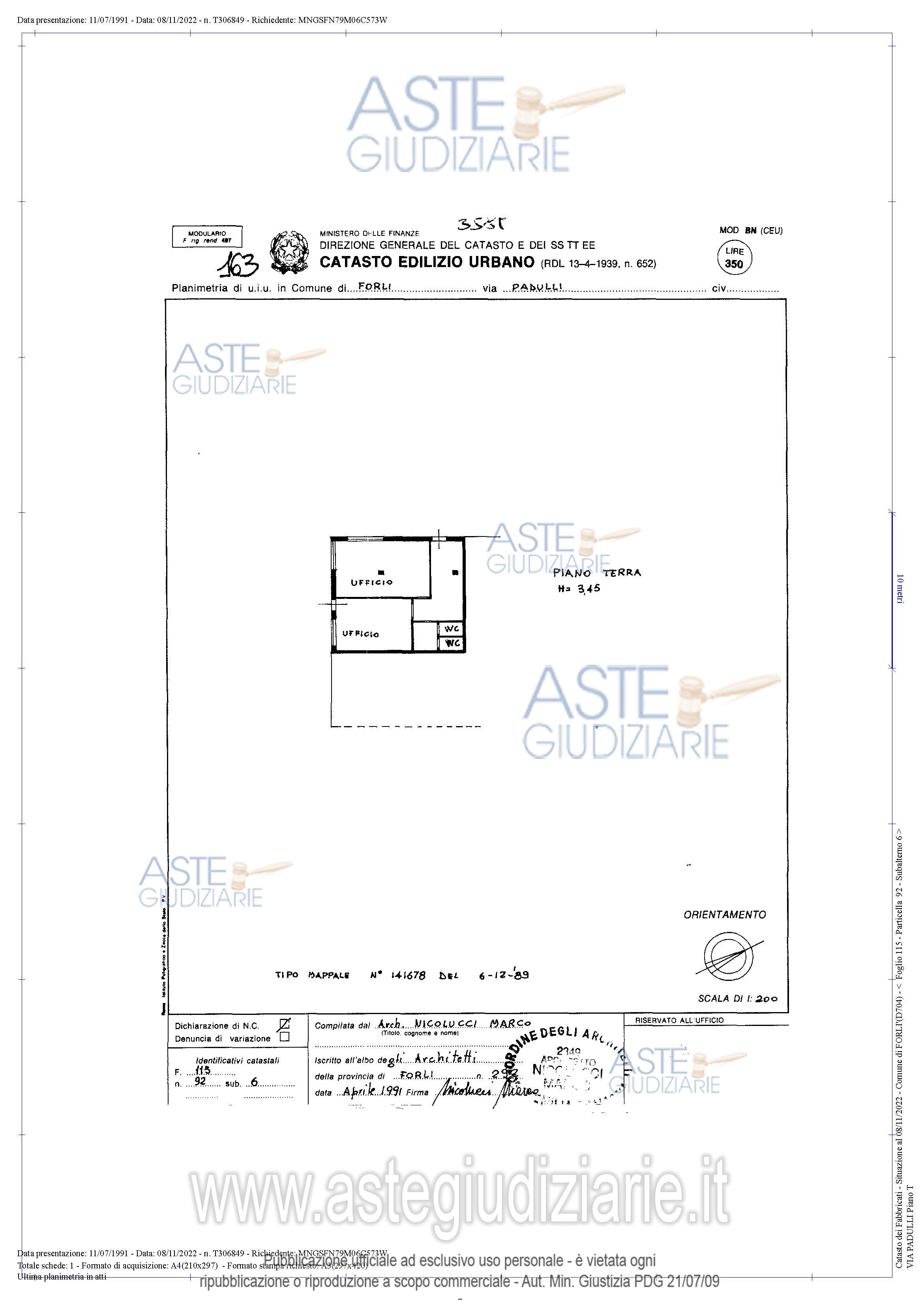 Planimetria del bene