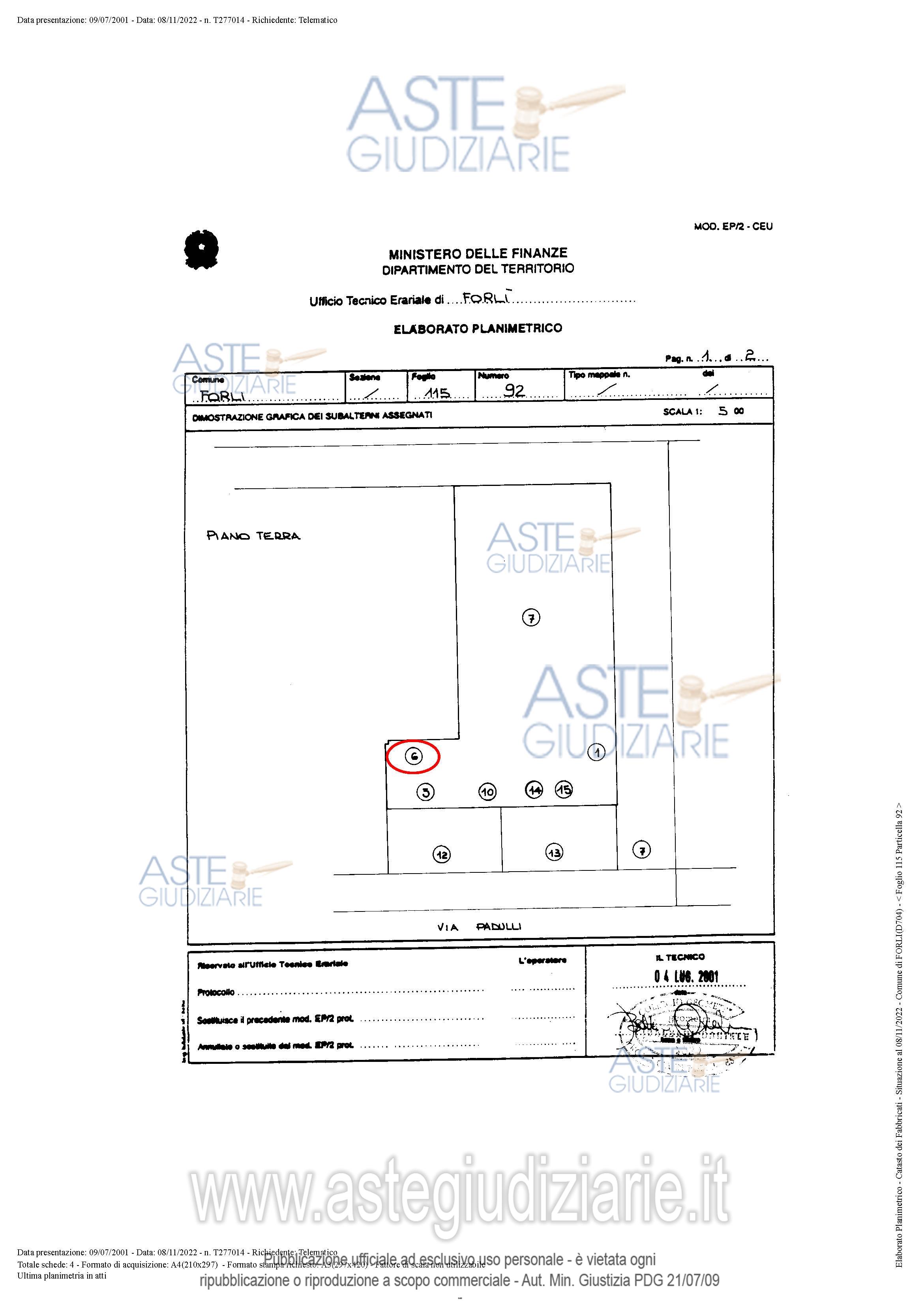 Planimetria del bene
