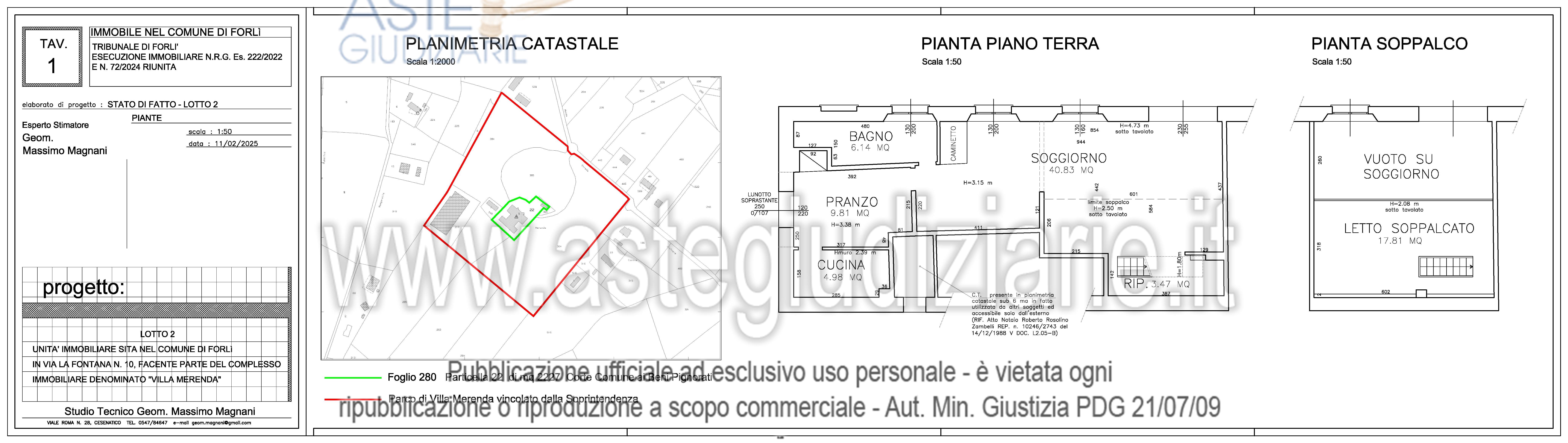 Planimetria del bene