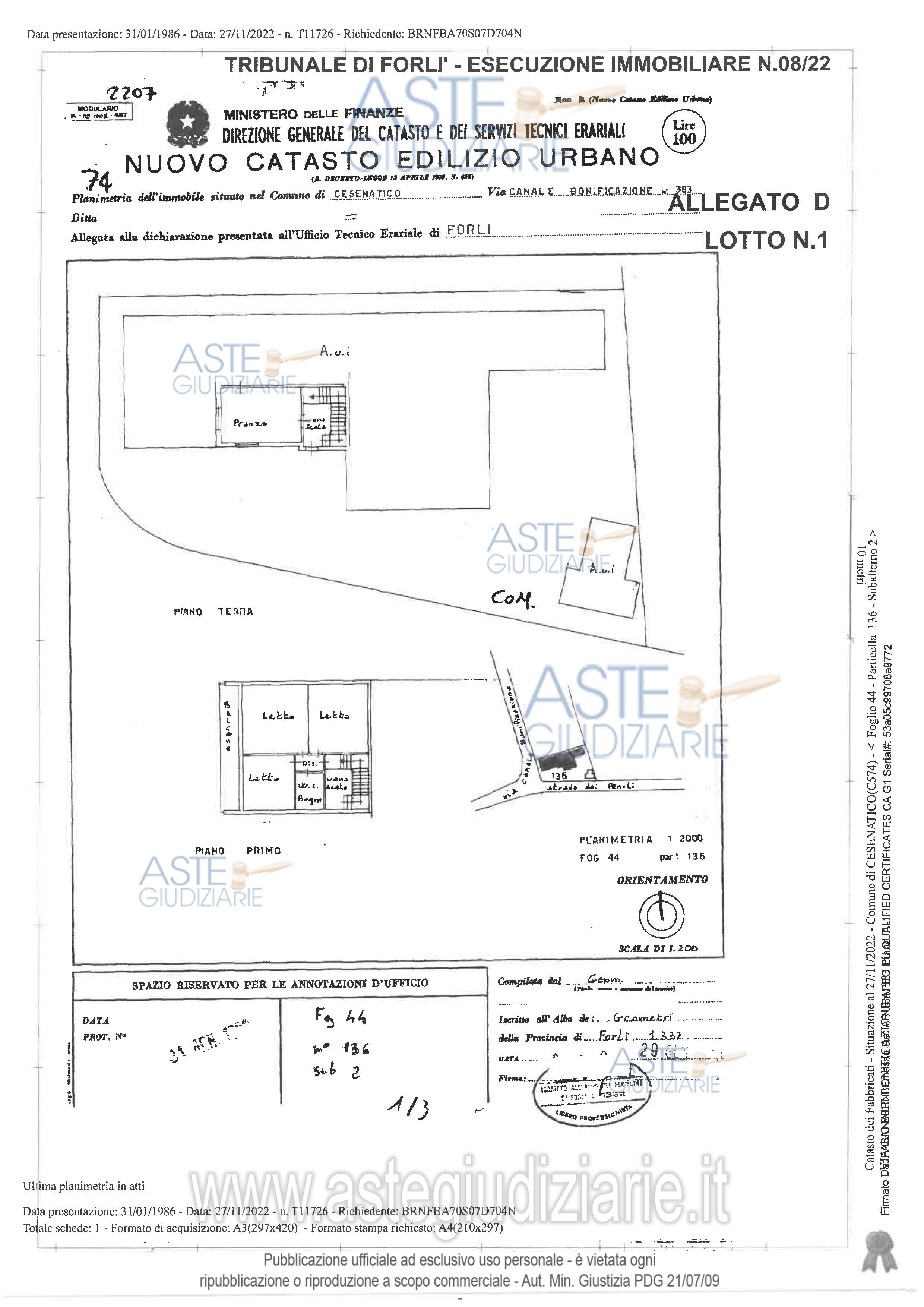 Planimetria del bene