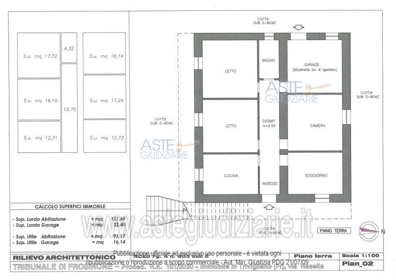 Planimetria del bene