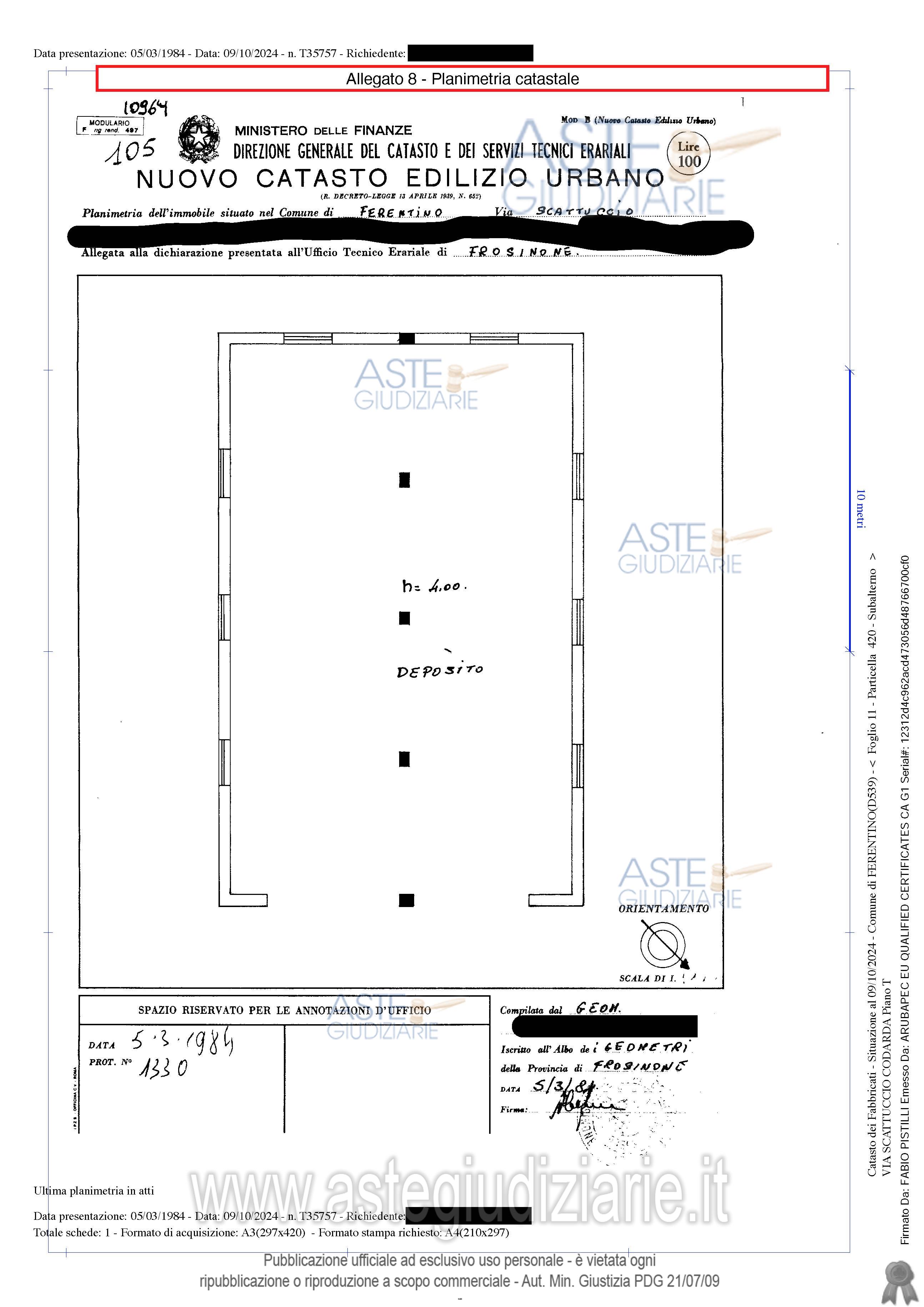 Planimetria del bene