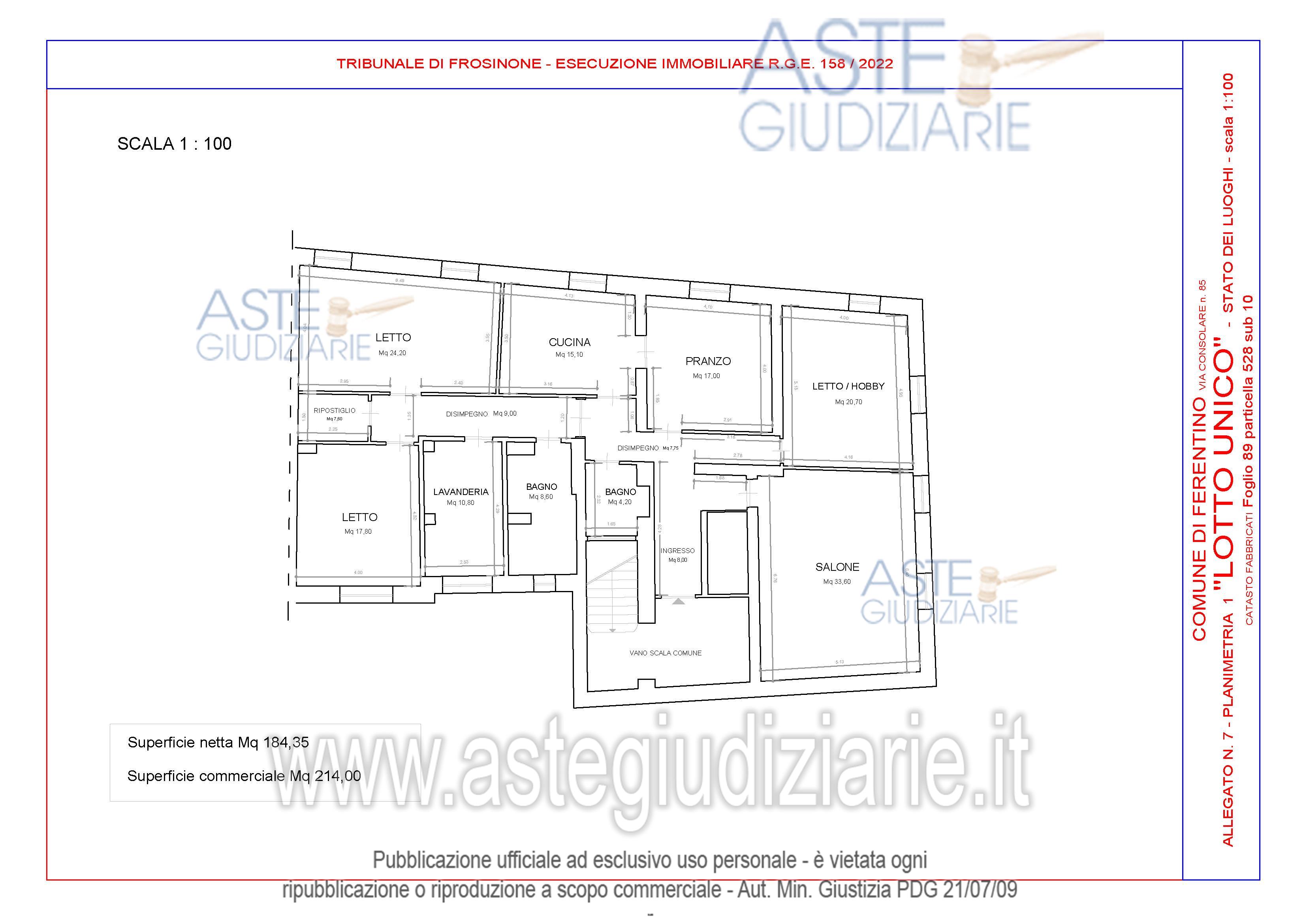 Planimetria del bene