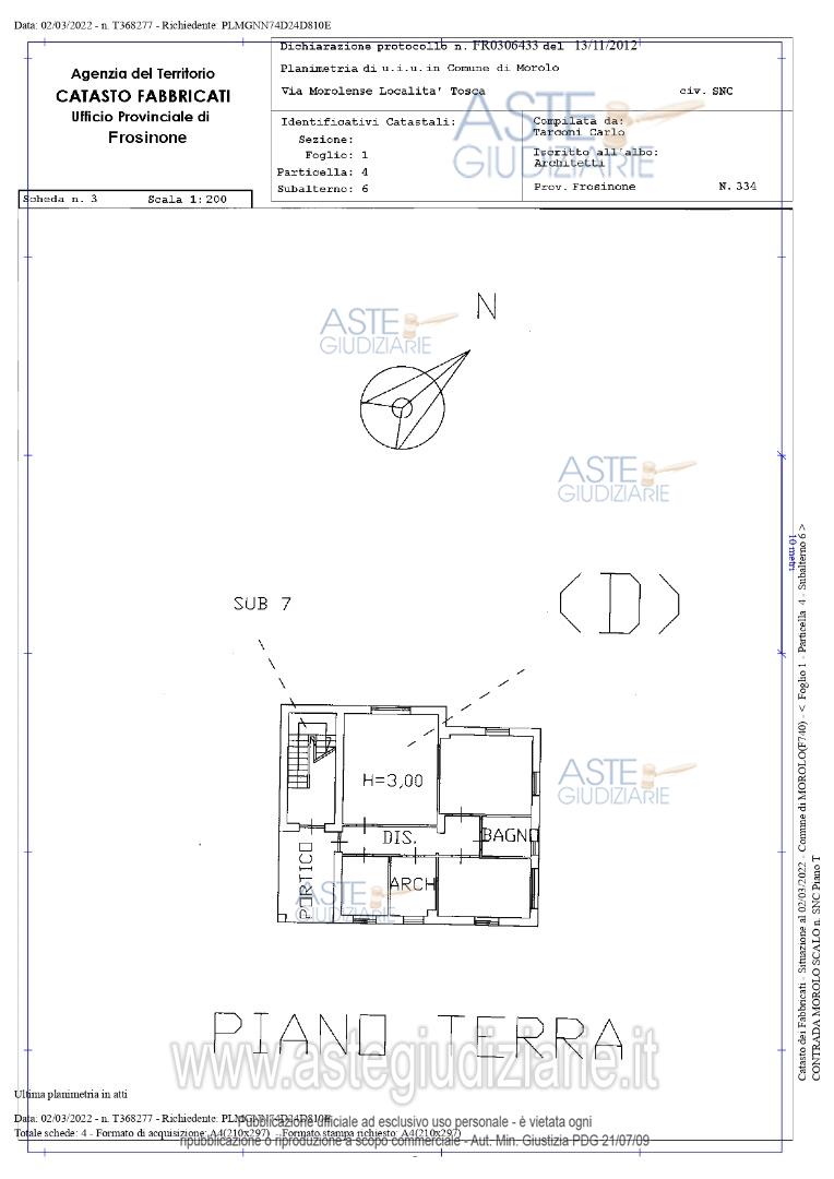 Planimetria del bene