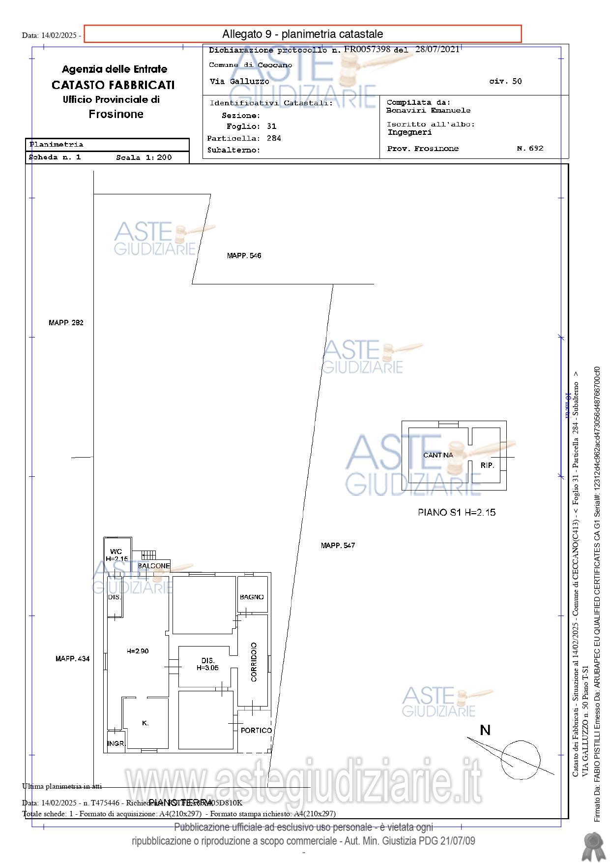 Planimetria del bene