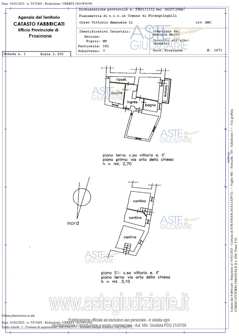 Planimetria del bene