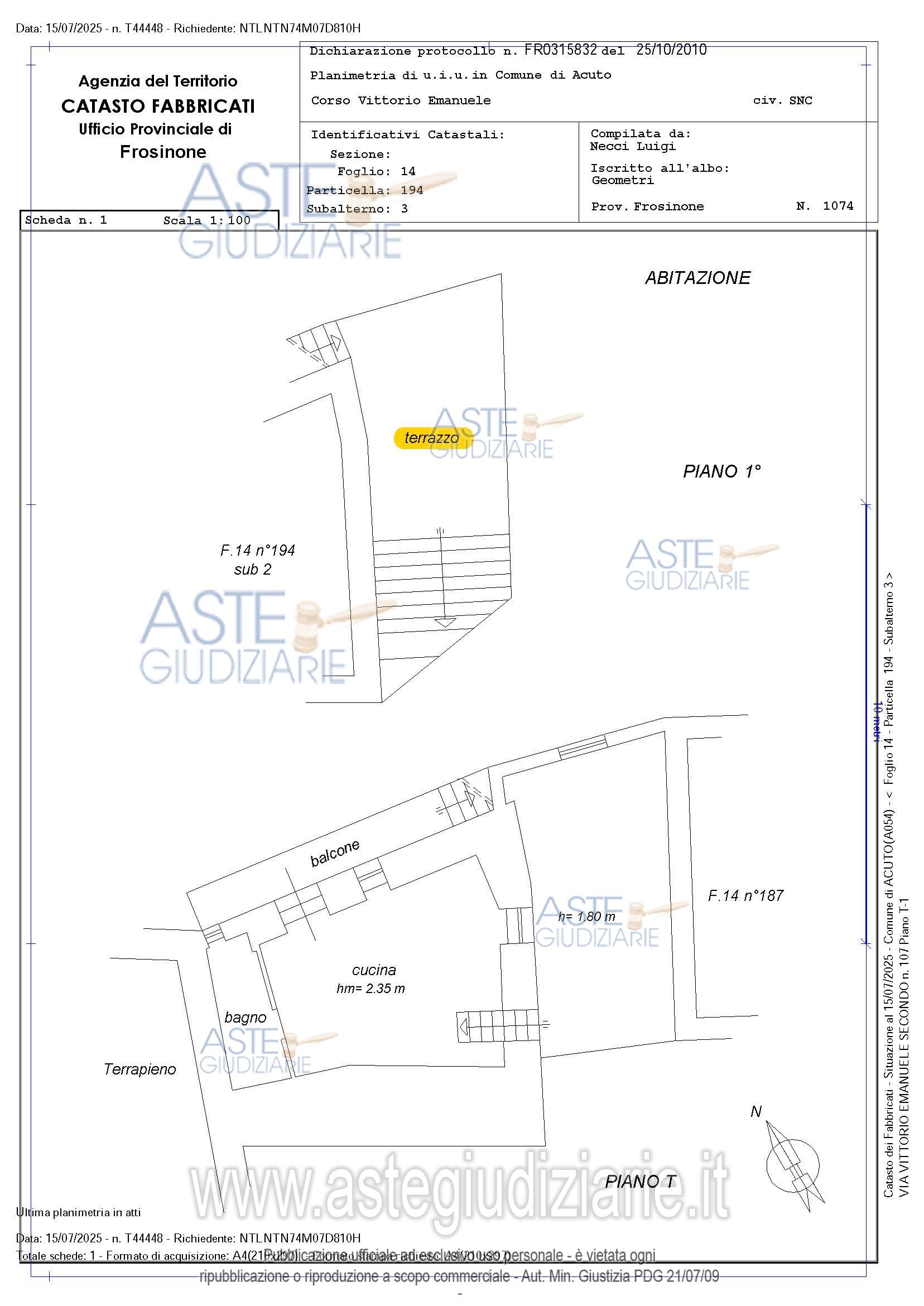 Planimetria del bene