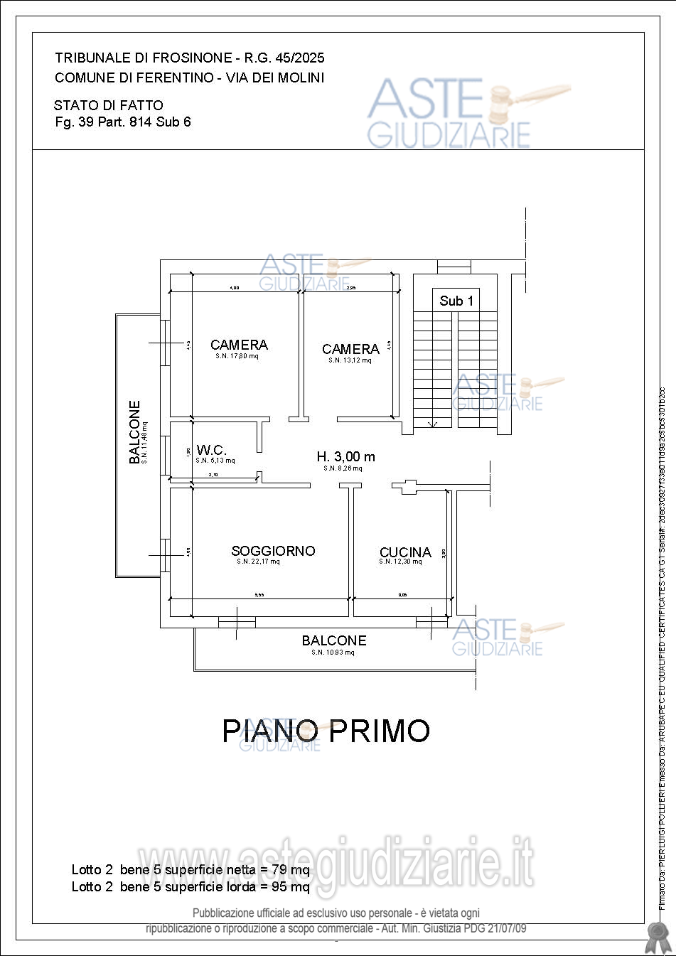 Planimetria del bene