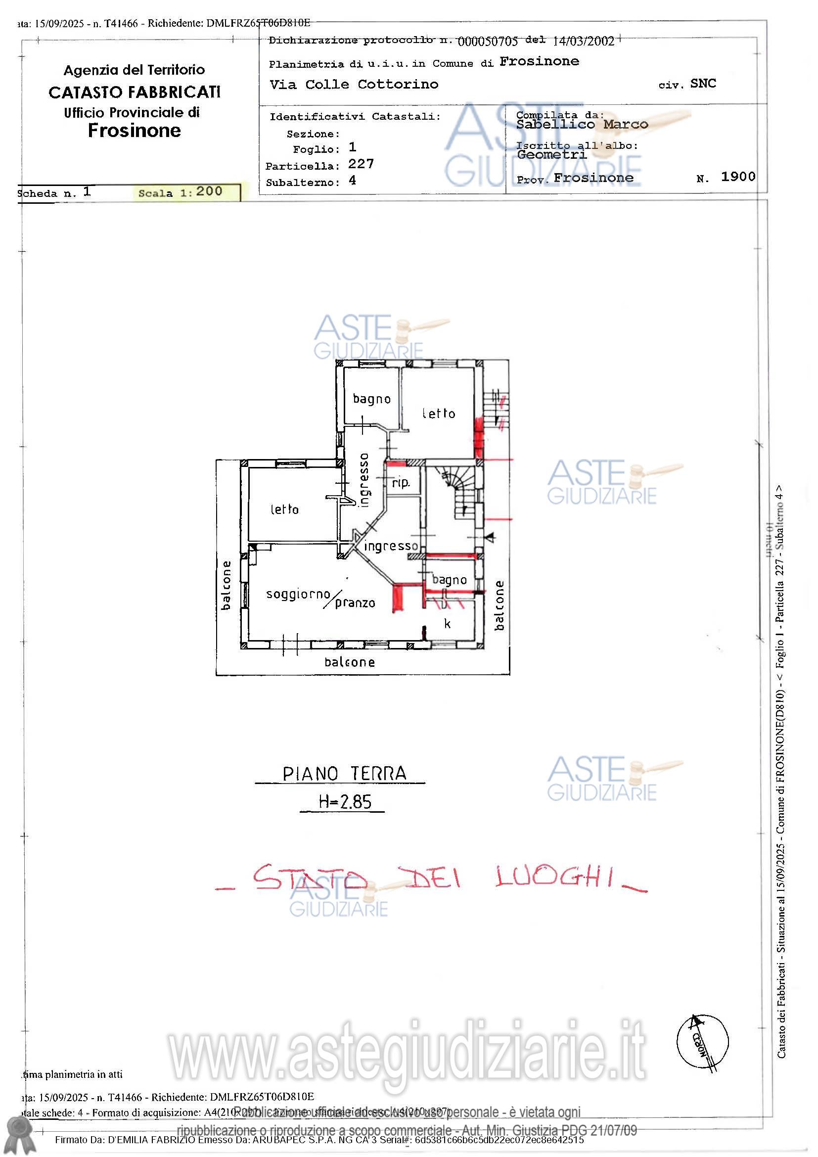 Planimetria del bene
