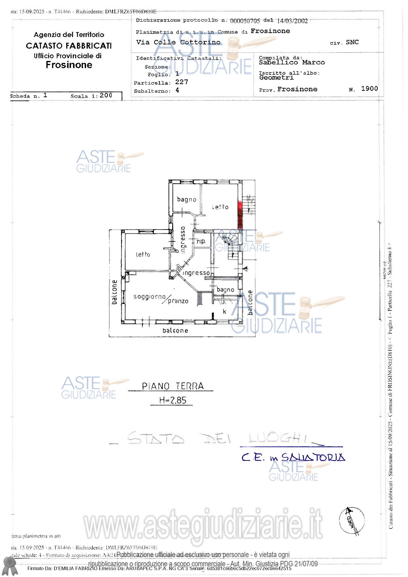 Planimetria del bene