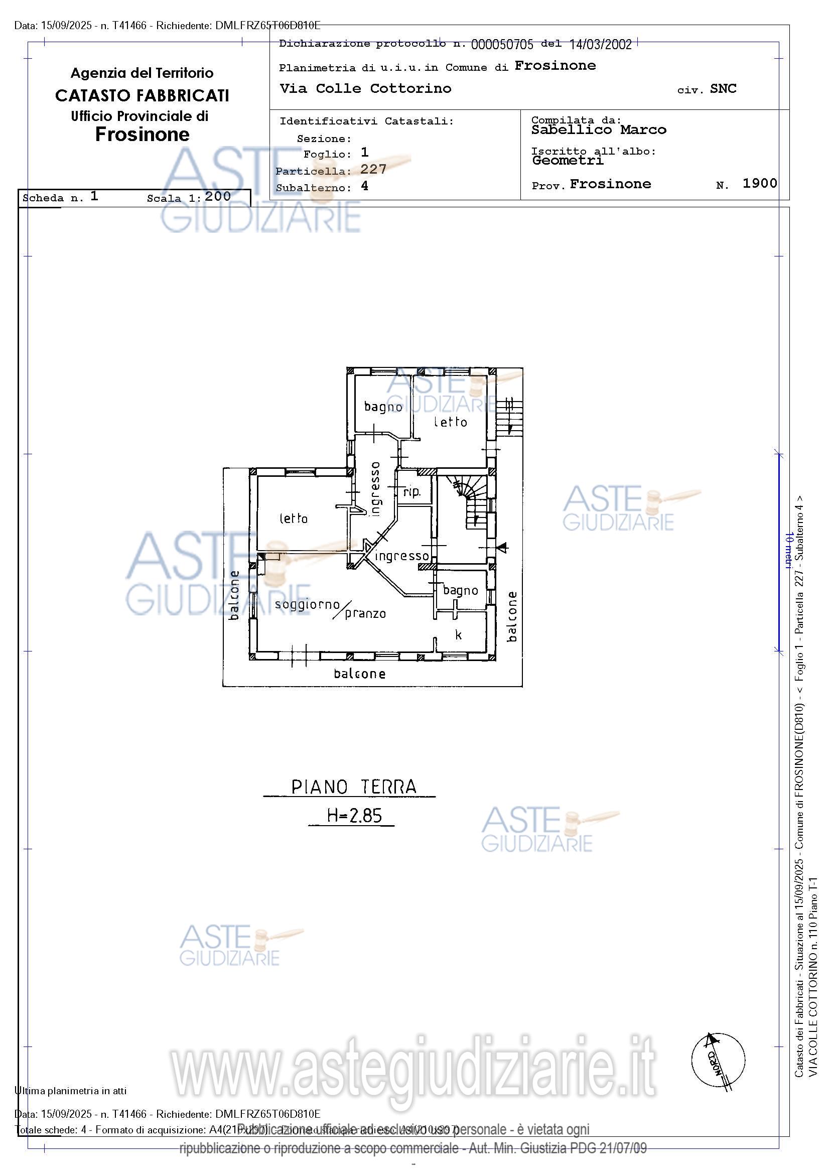 Planimetria del bene