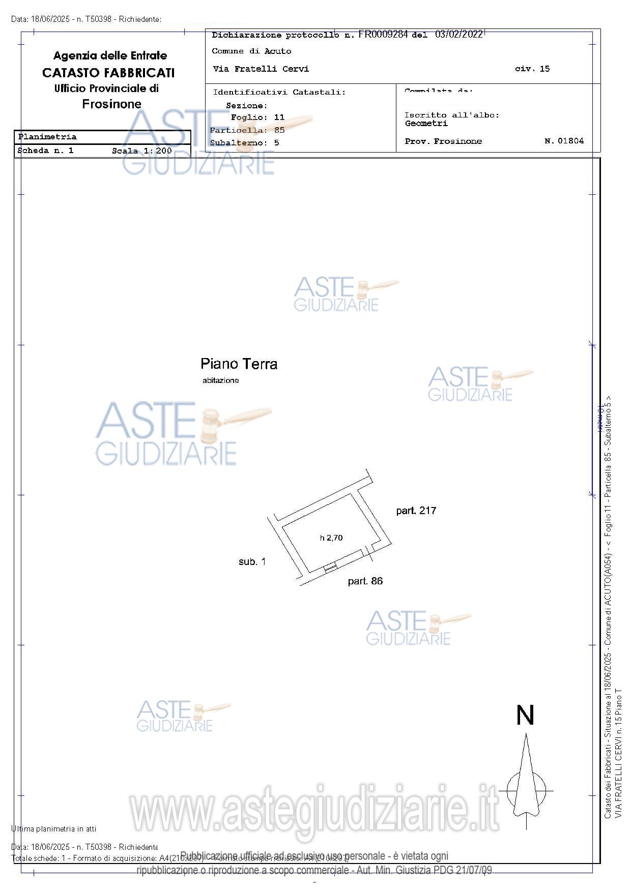 Planimetria del bene
