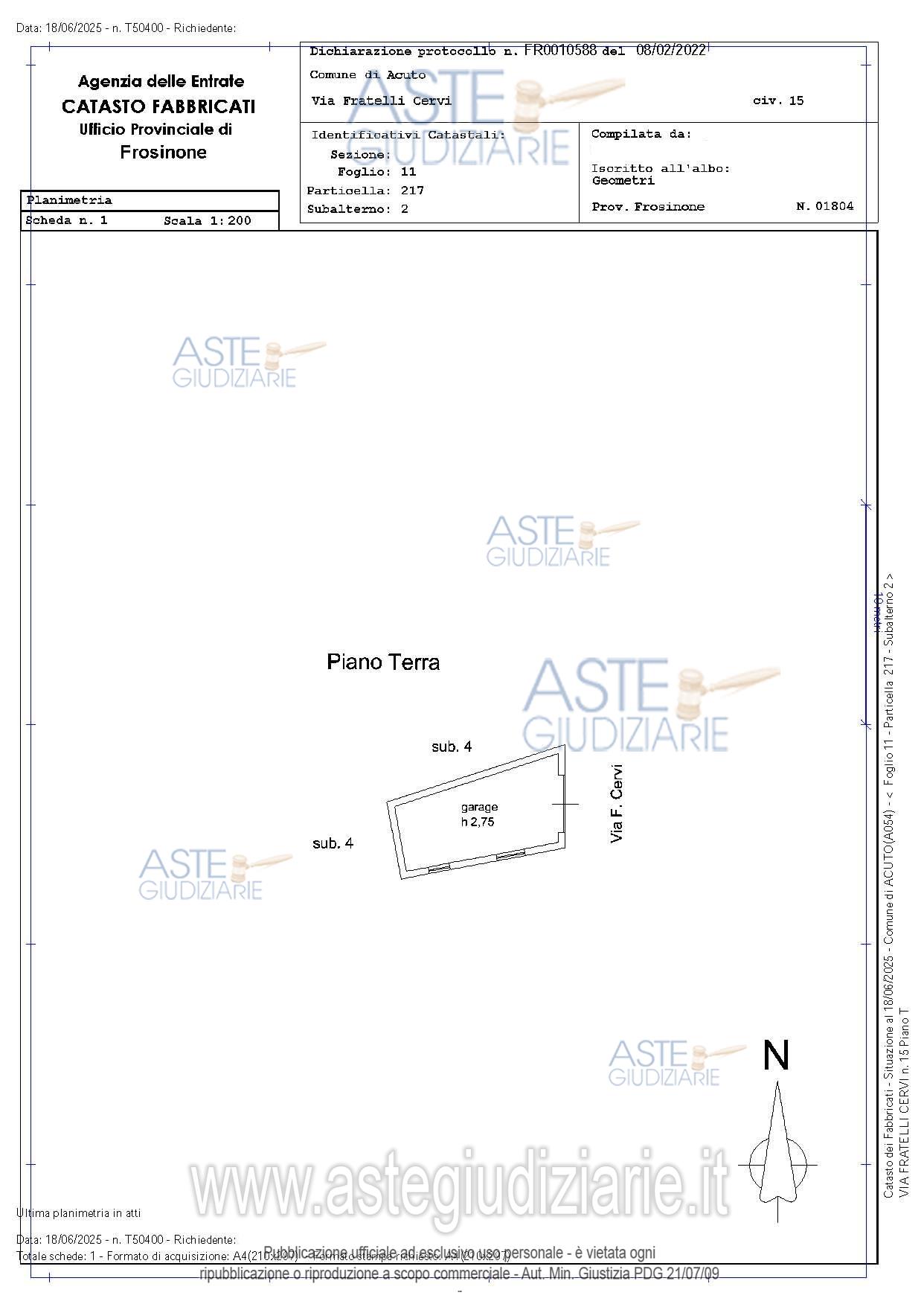 Planimetria del bene