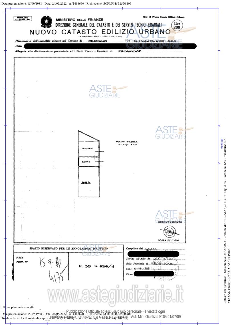 Planimetria del bene