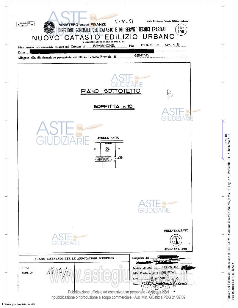 Planimetria del bene