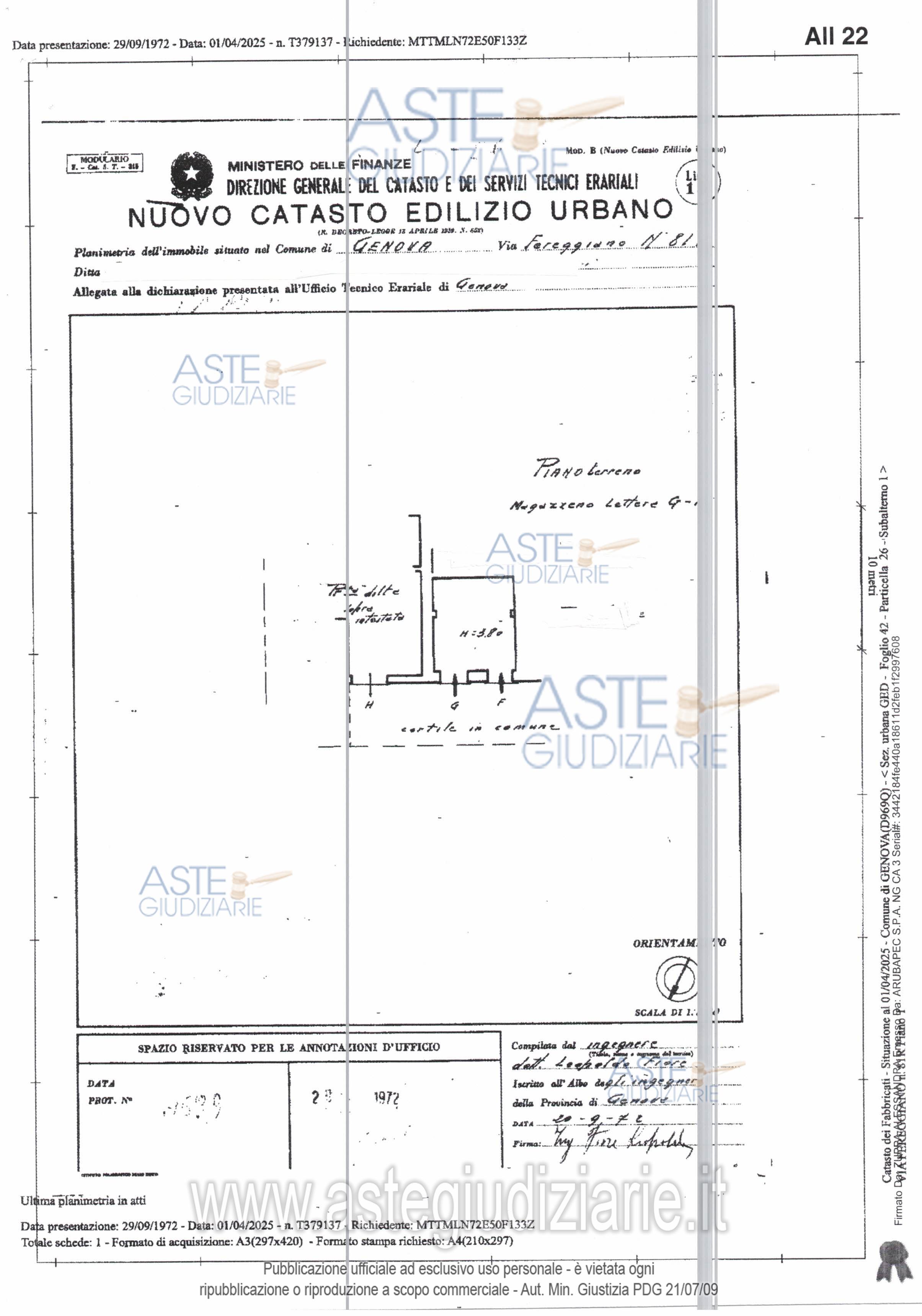 Planimetria del bene