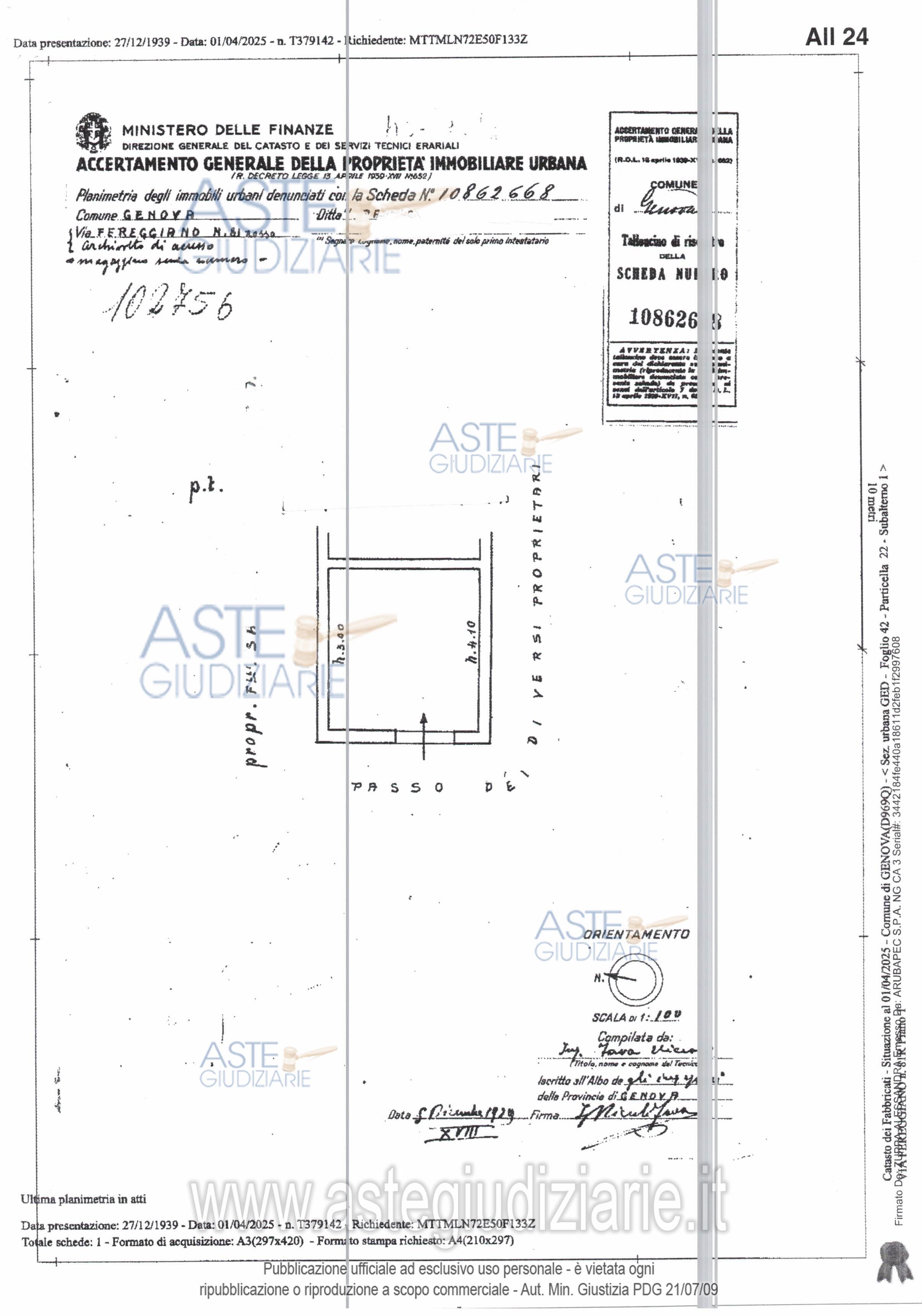 Planimetria del bene