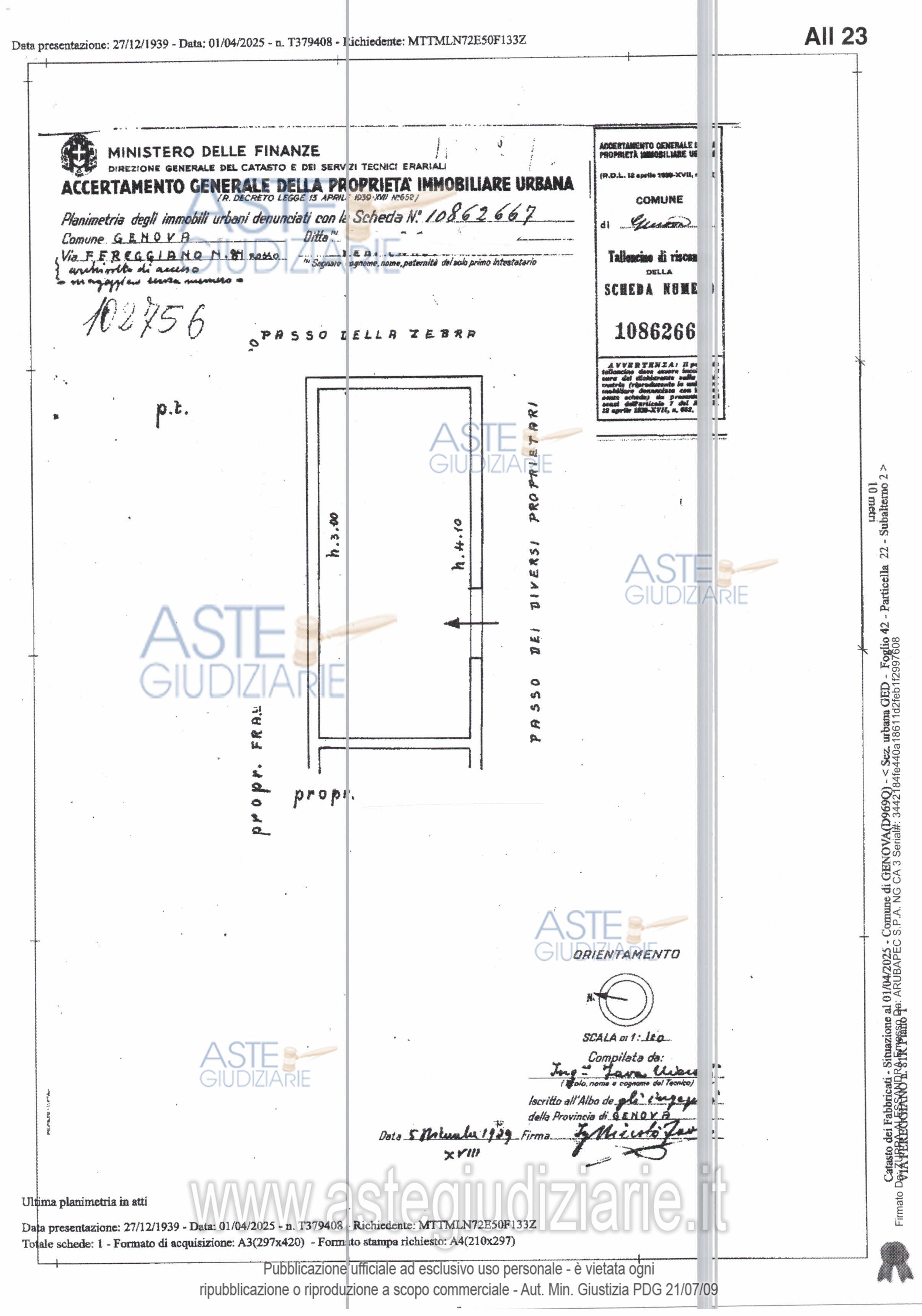 Planimetria del bene