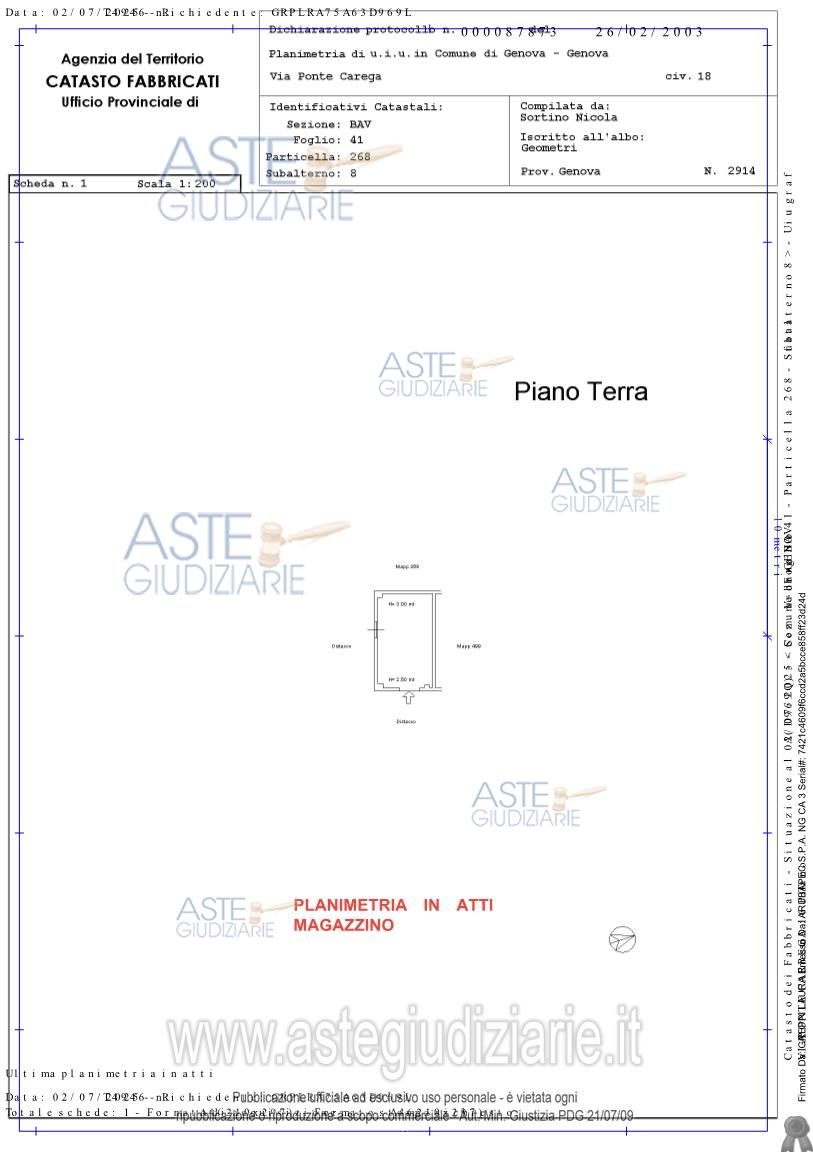 Planimetria del bene