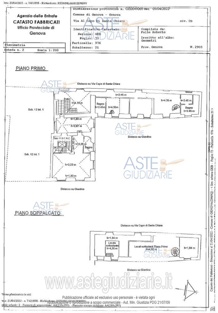 Planimetria del bene