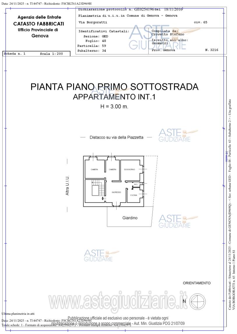 Planimetria del bene
