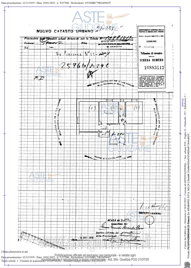 Planimetria del bene