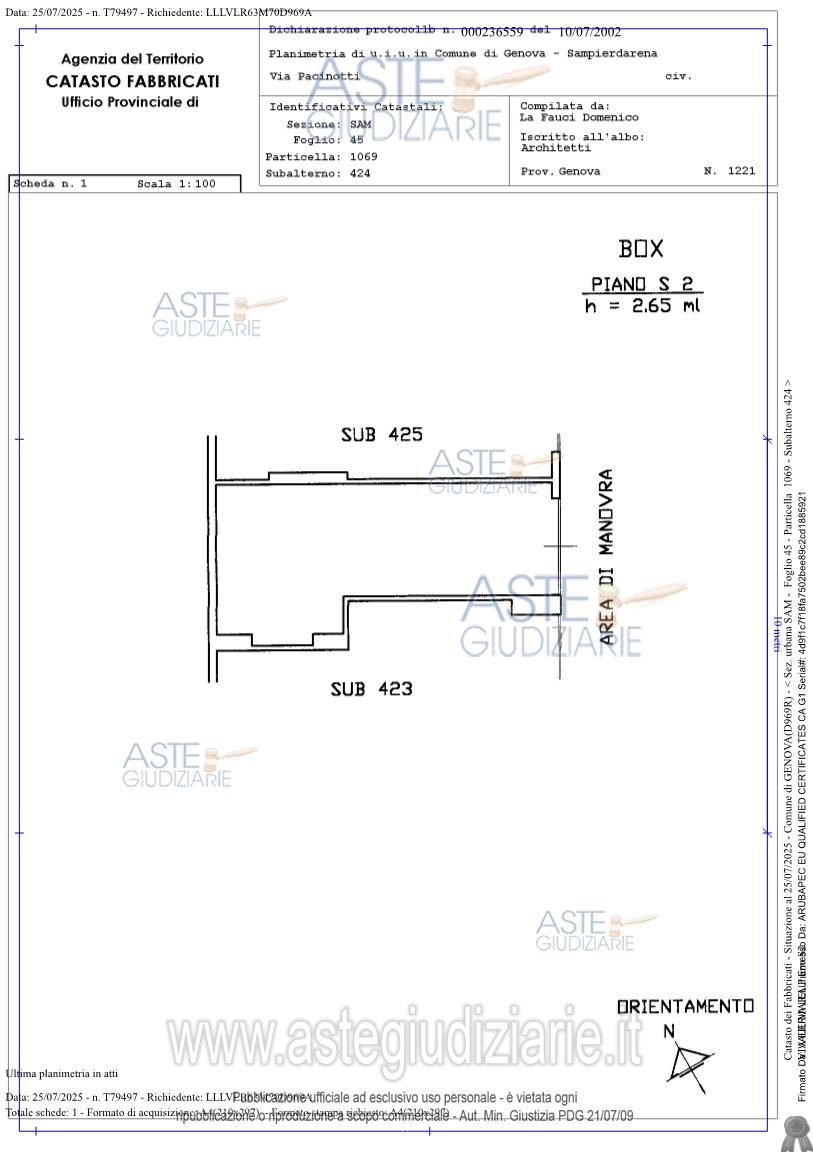 Planimetria del bene