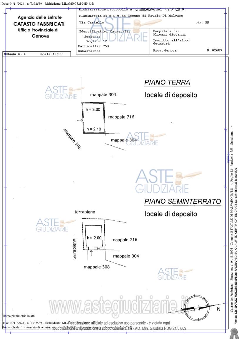 Planimetria del bene