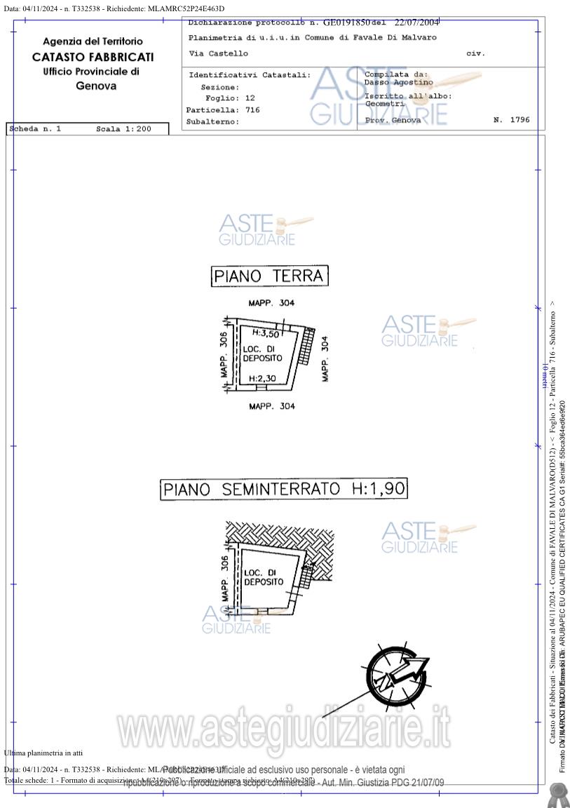 Planimetria del bene
