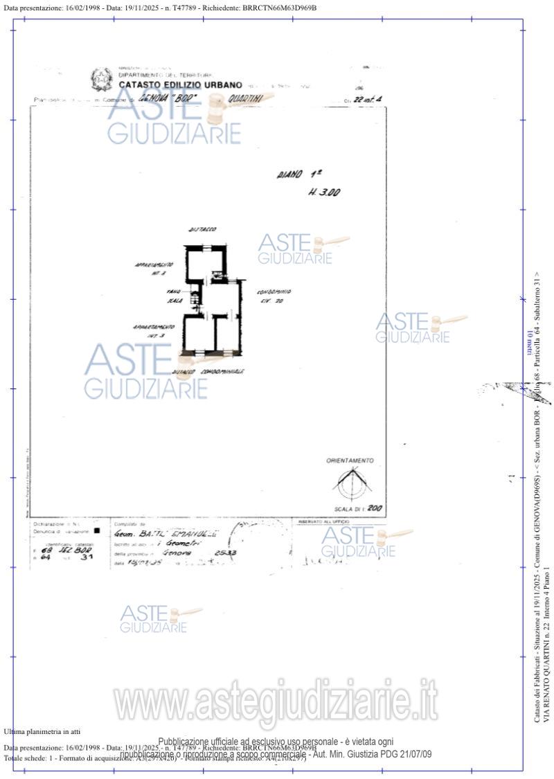 Planimetria del bene